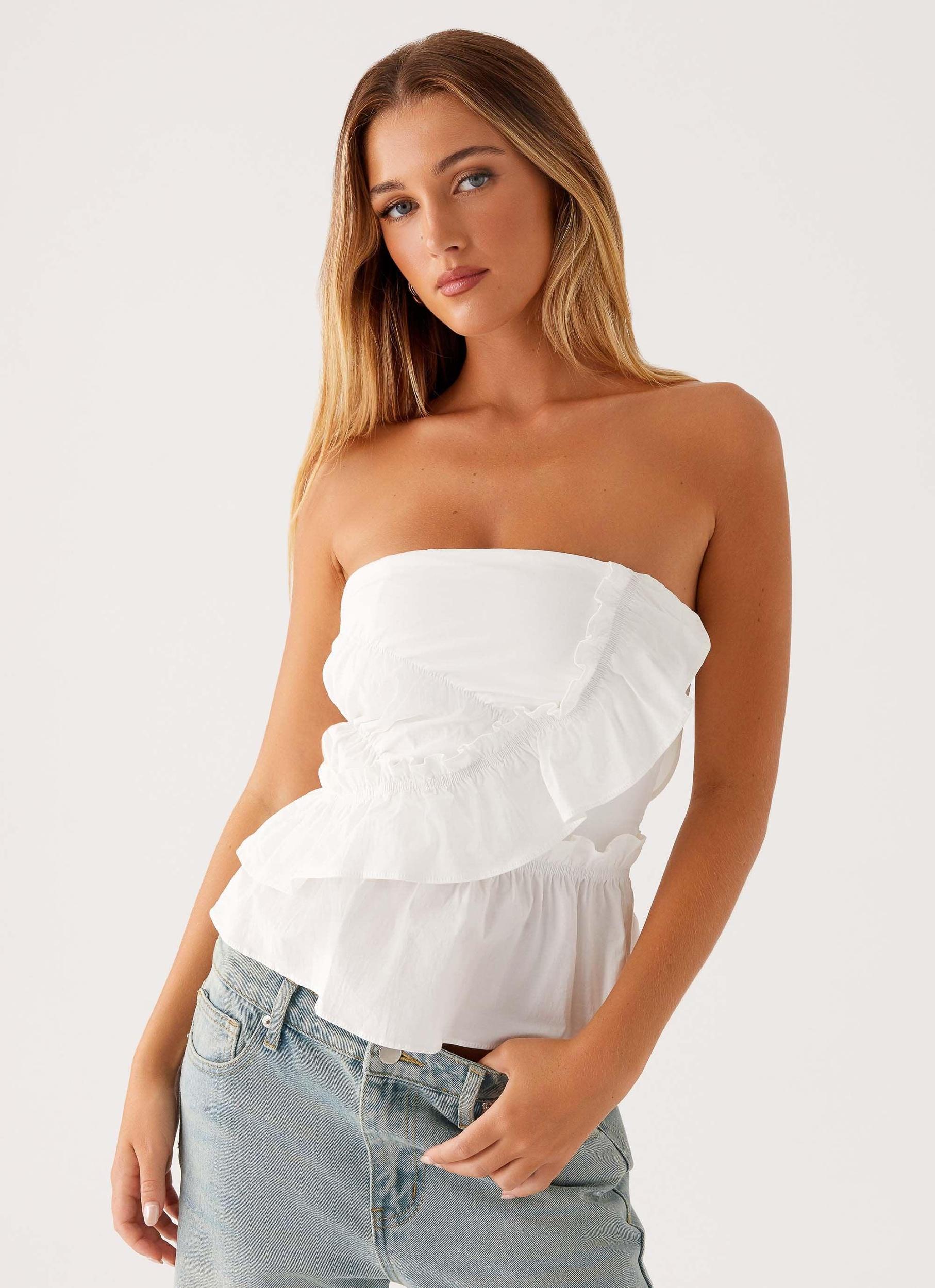 Roisin Ruched Top - White Product Image