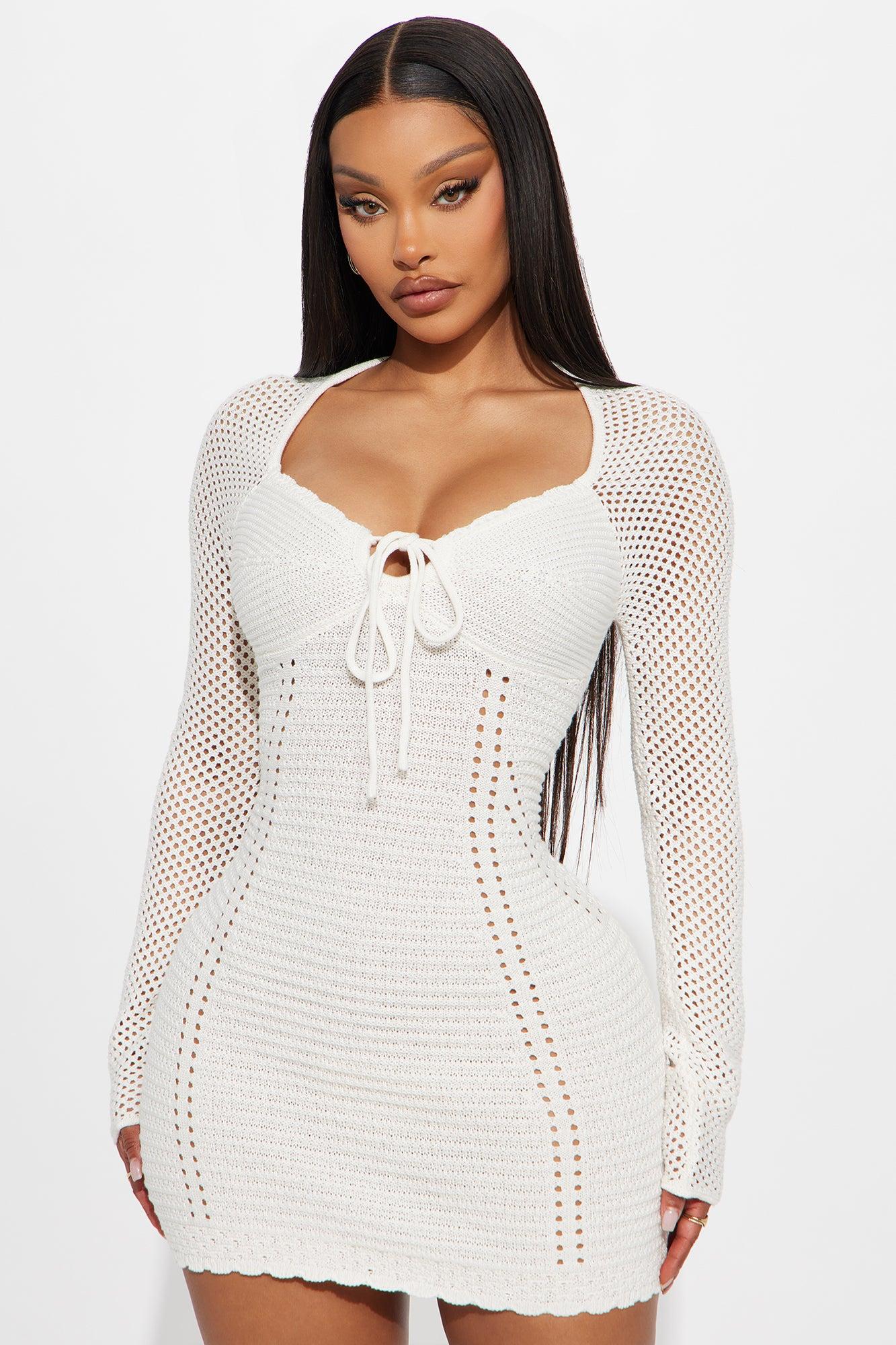California Coast Crochet Mini Dress - Off White Product Image