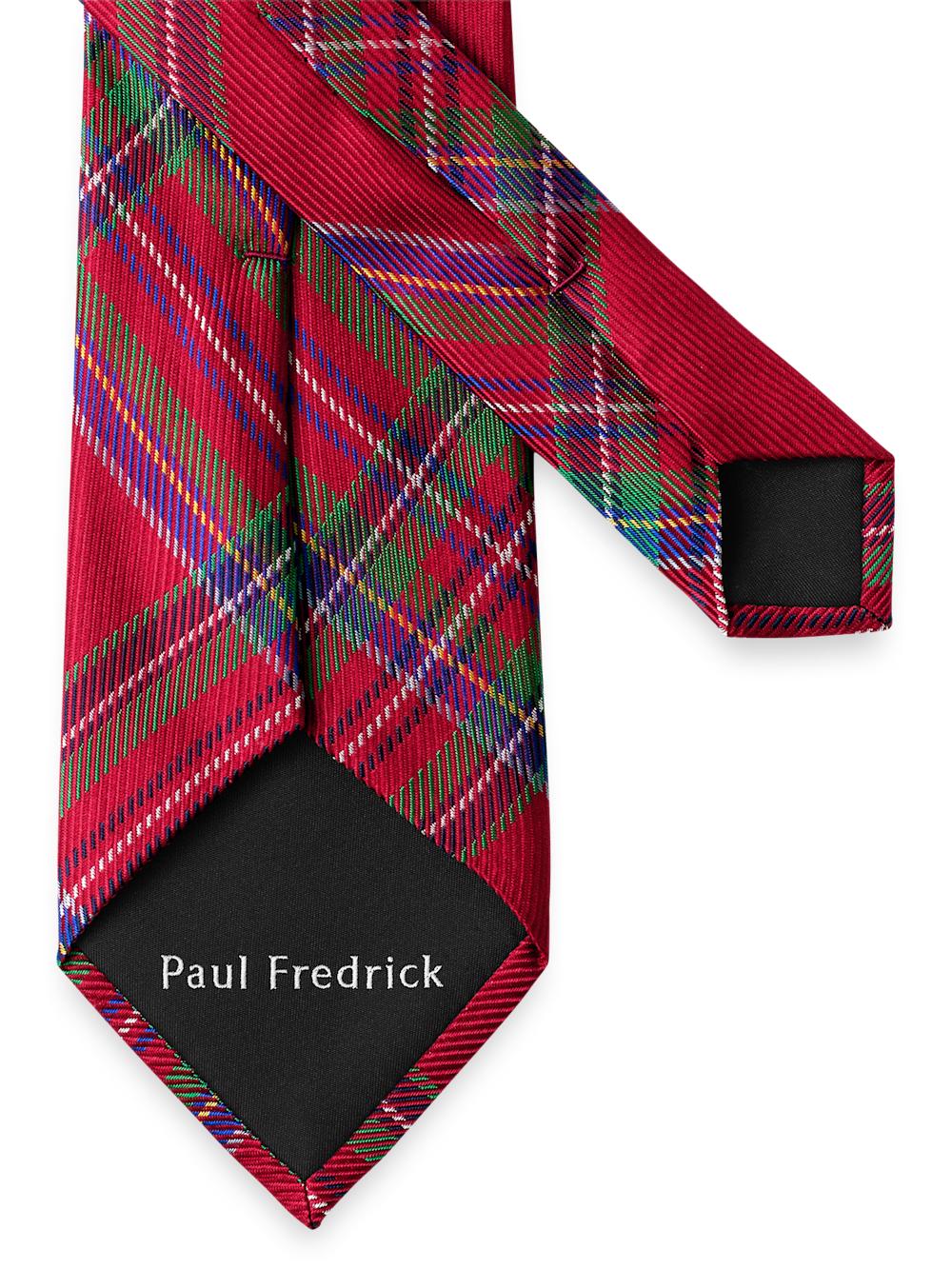 Tartan Plaid Woven Silk Tie - Red Multi Product Image
