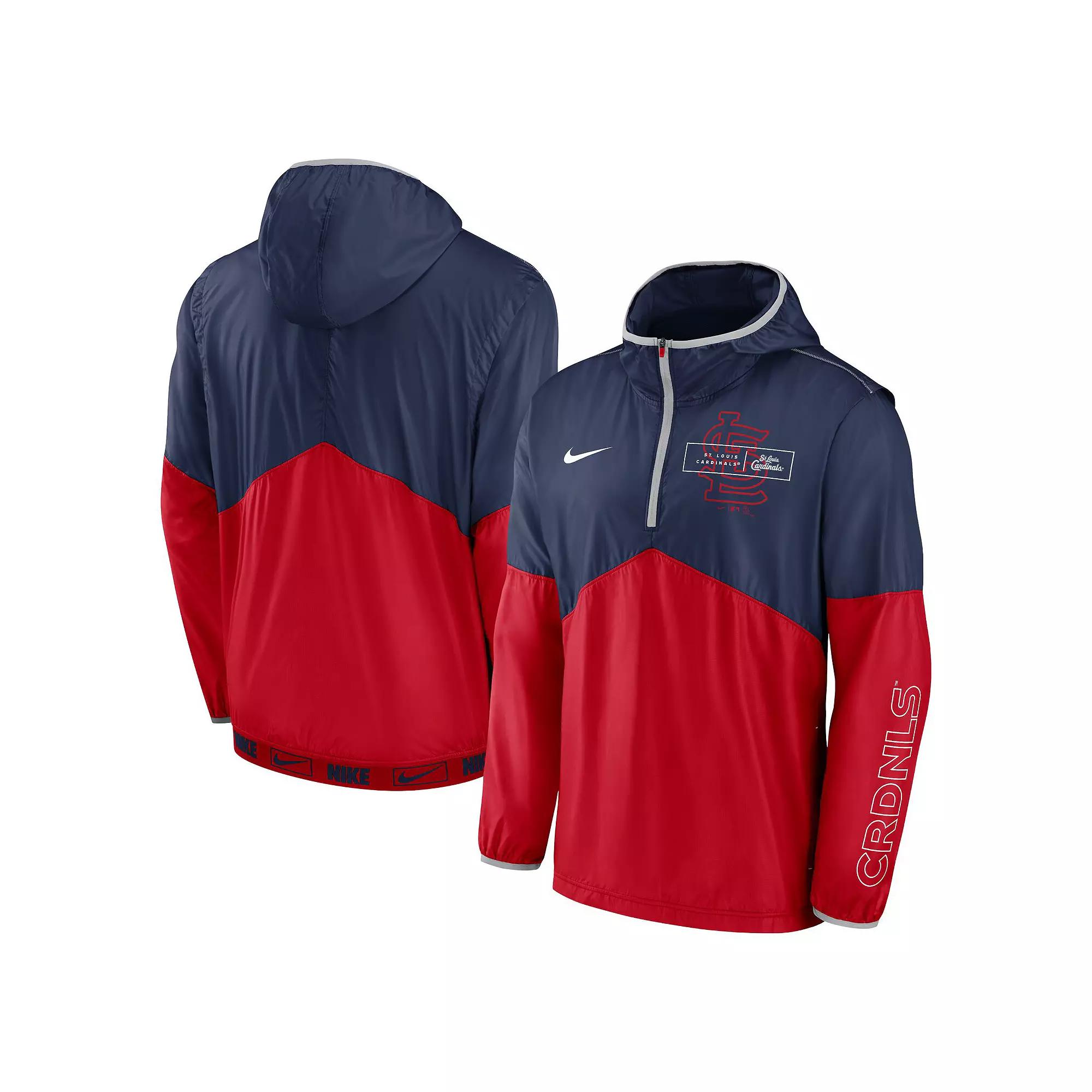 Men's Nike Navy/Red St. Louis Cardinals Overview Half-Zip Hoodie Jacket, Size: Medium, Blue Product Image