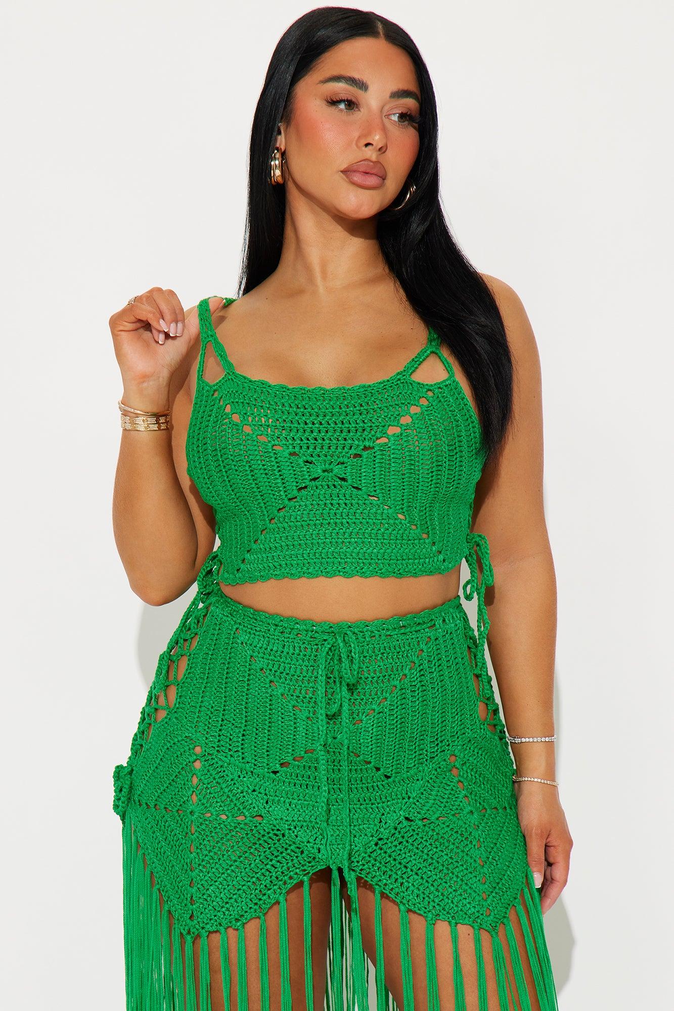 Tyla Crochet Maxi Skirt Set - Green Product Image