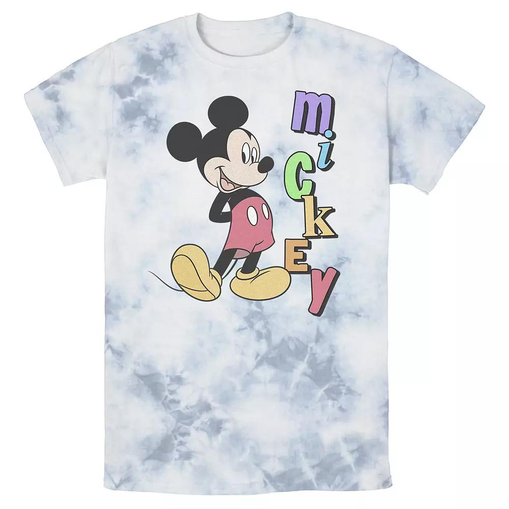Men's Disney Mickey Standing Vertical Rainbow Name Bomabrd Wash Tee,  Product Image