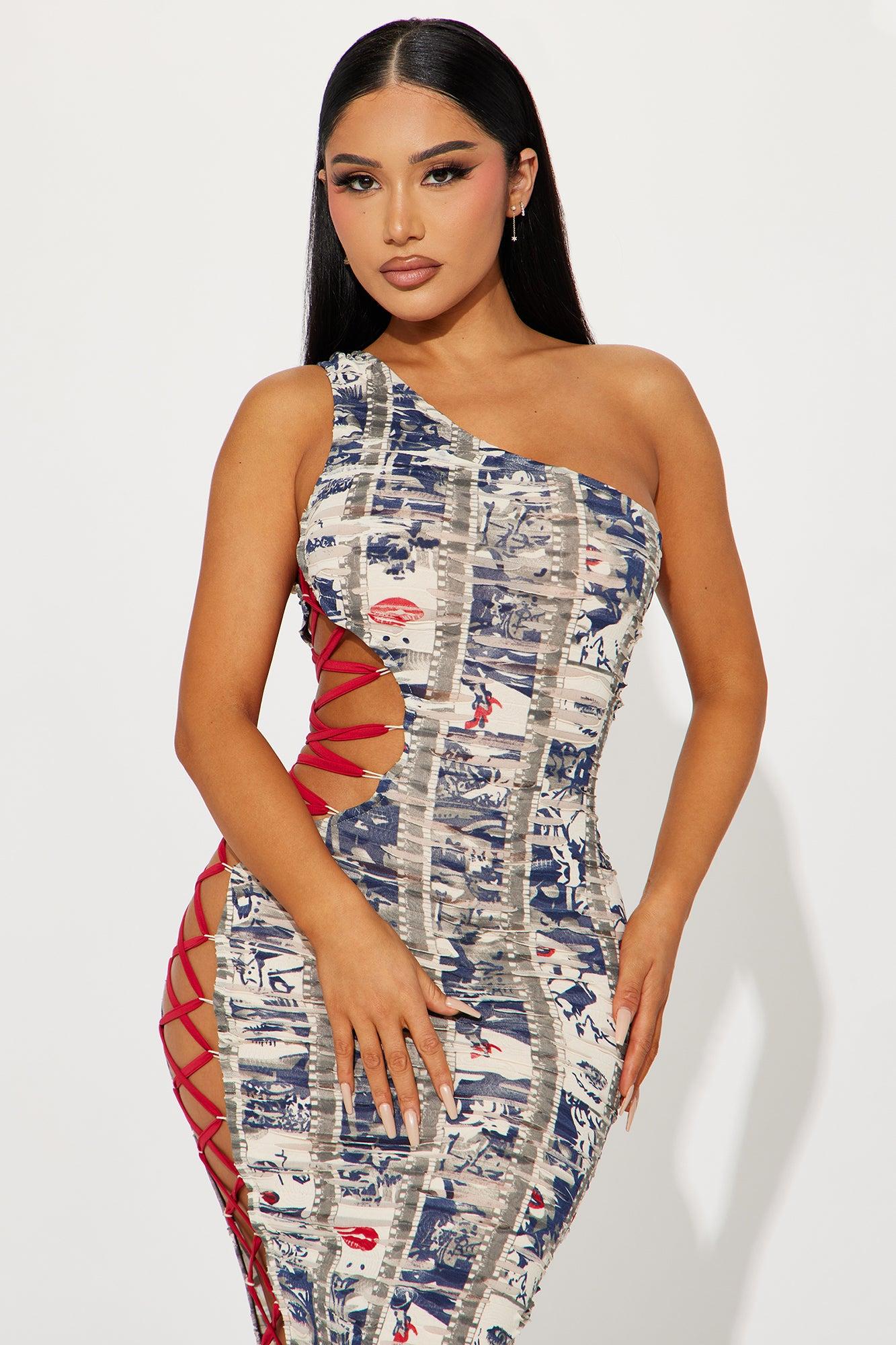 Audrey Distressed Maxi Dress - Multi Color Product Image