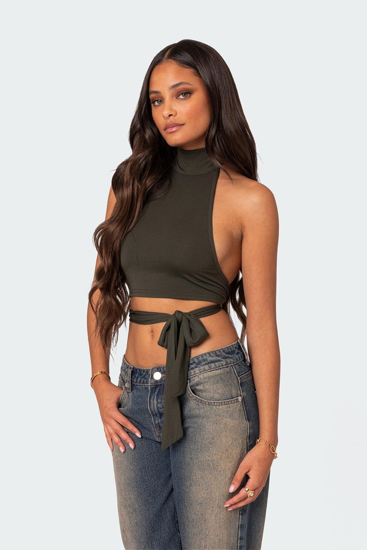 Hamlin Wrap Tie Crop Top Product Image