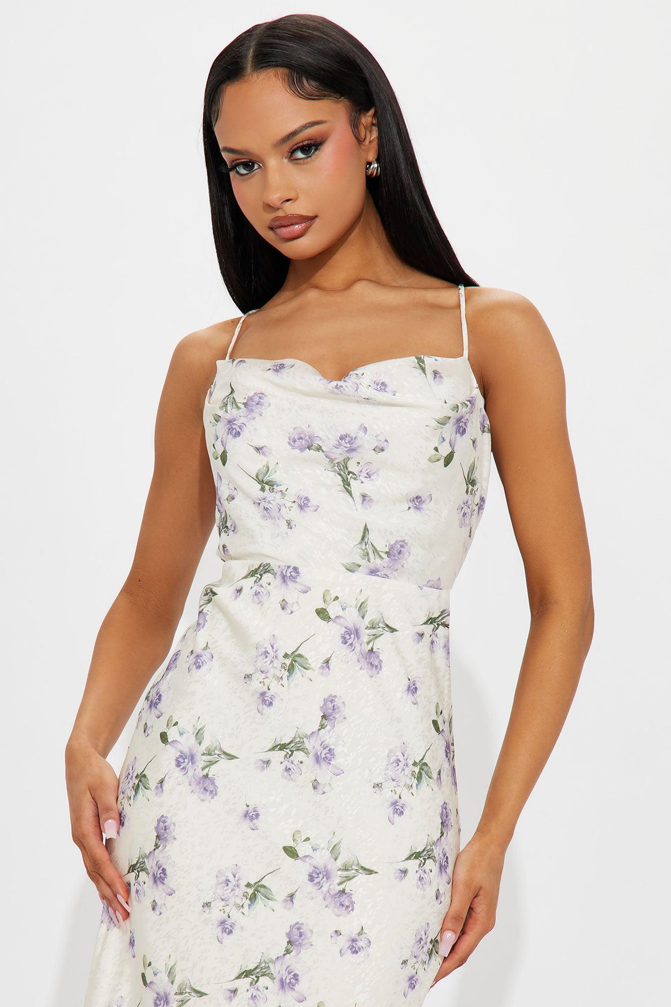 Sofia Floral Satin Maxi Dress - White/combo Product Image