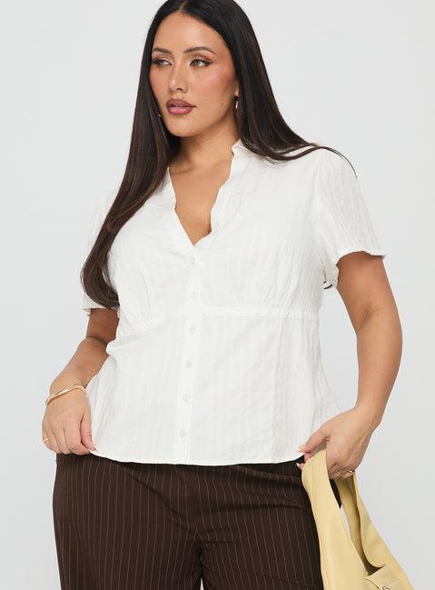 What A Show Button Up Top White Curve Product Image