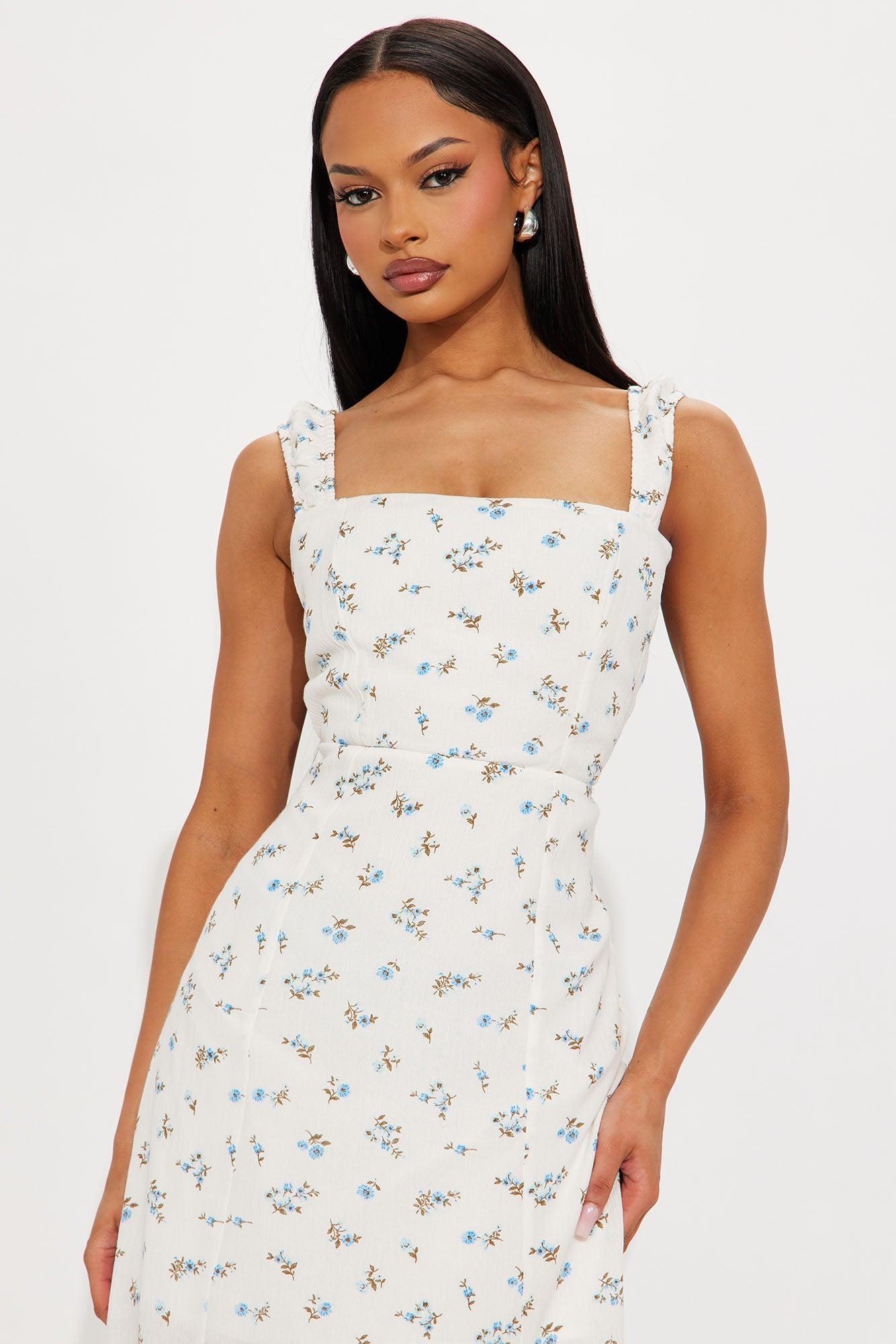 Clarity Floral Midi Dress - Blue/combo Product Image