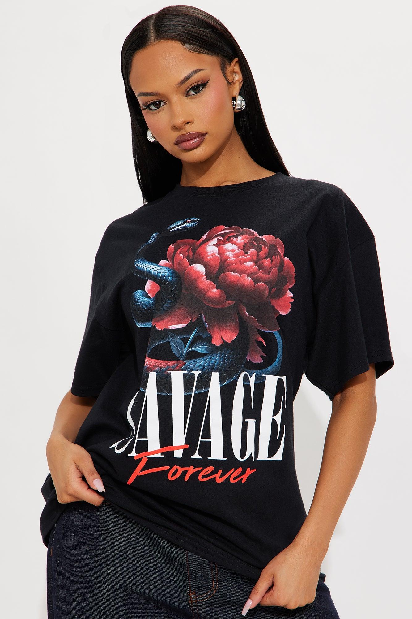 Savage Rose Oversized Tee - Black Product Image