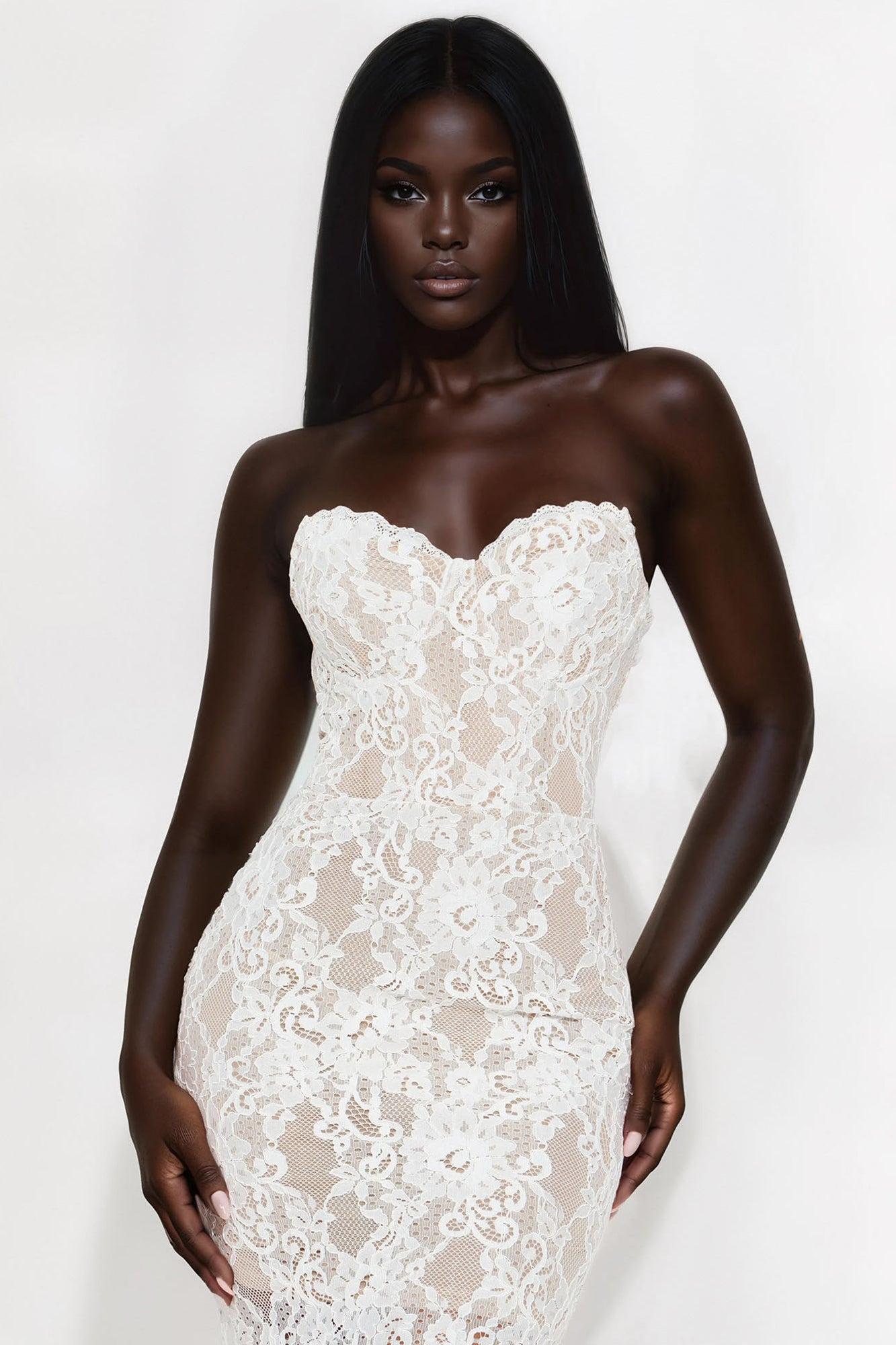 Hanna Sheer Lace Maxi Dress - White Female Product Image