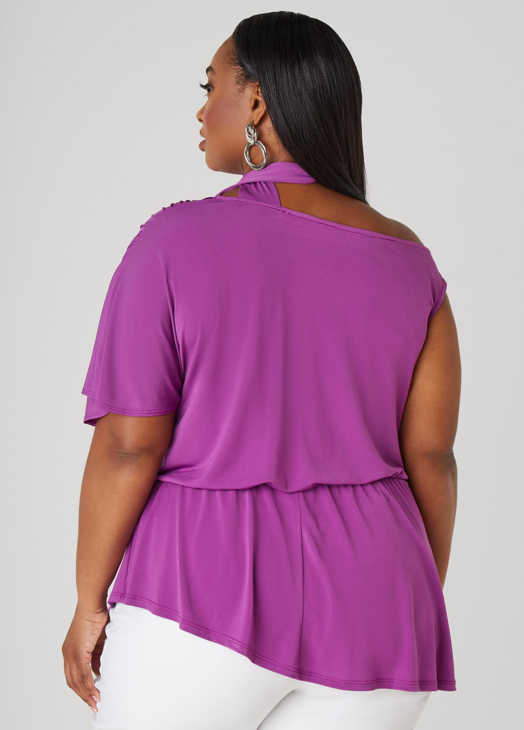 Tie Neck Peplum Top Product Image