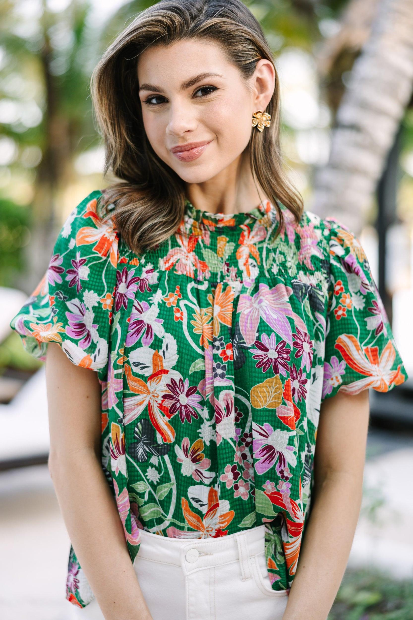 All In The Plans Green Floral Blouse Female Product Image