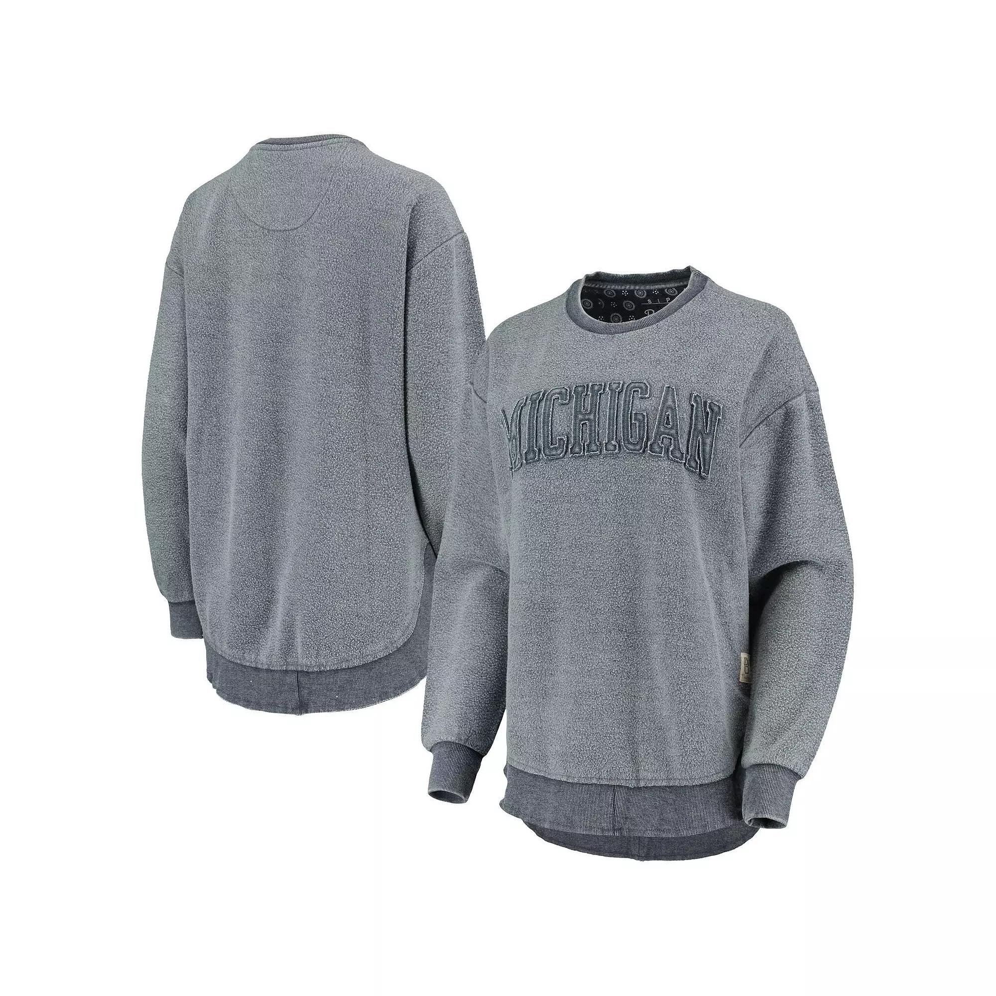 Women's Pressbox Navy Michigan Wolverines Ponchoville Pullover Sweatshirt,  Product Image