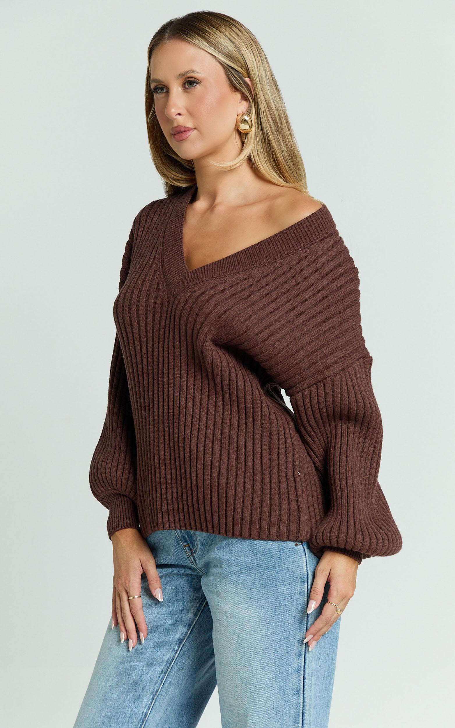 Kartia Jumper - V Neck Jumper in Chocolate Product Image