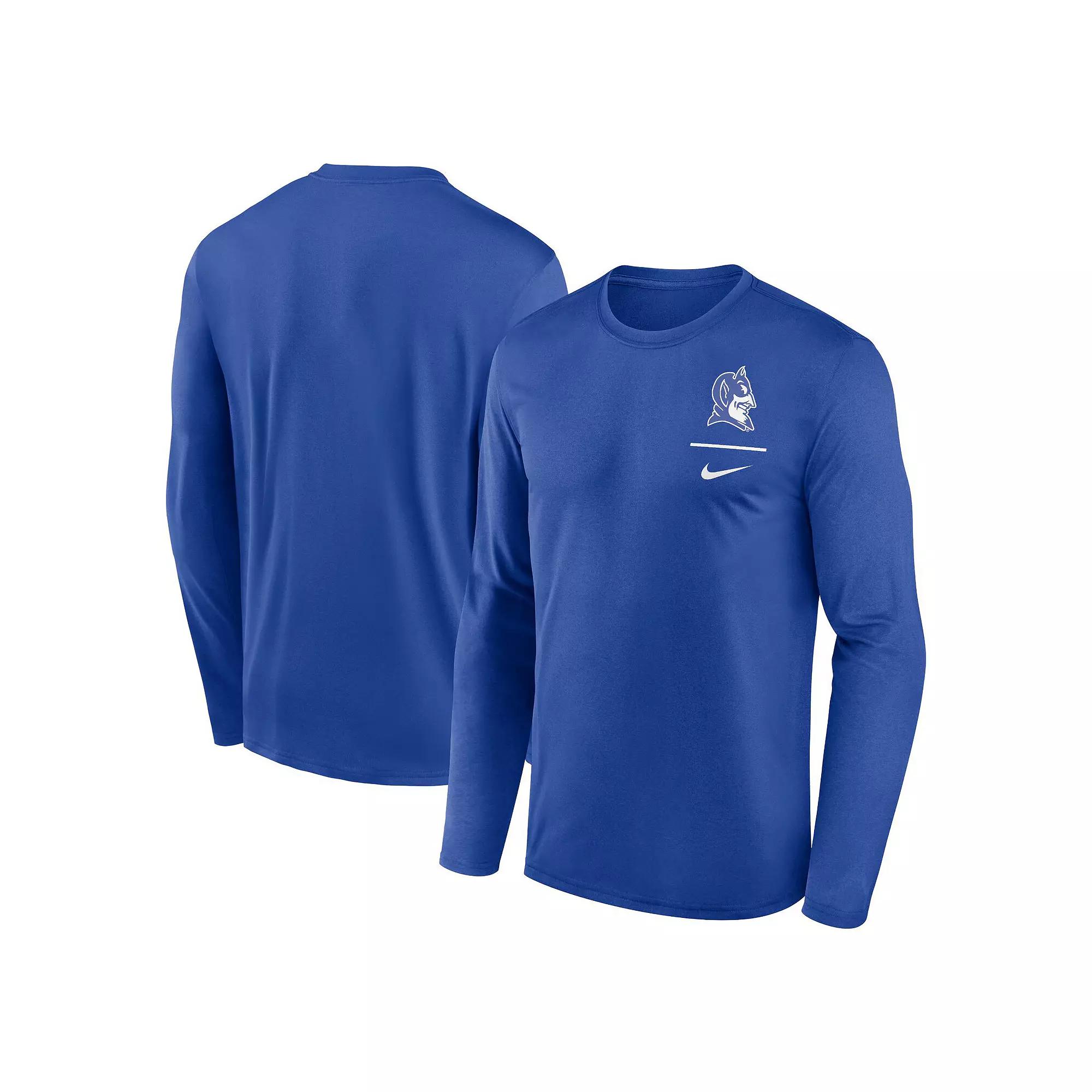 Men's Nike Royal Duke Blue Devils Alternate Logo Lockup Legend Performance Long Sleeve T-Shirt,  Product Image