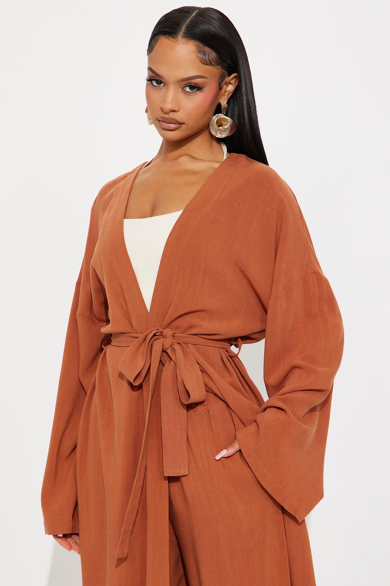 Vacay Vibe Linen Wide Leg Pant Set - Rust Product Image