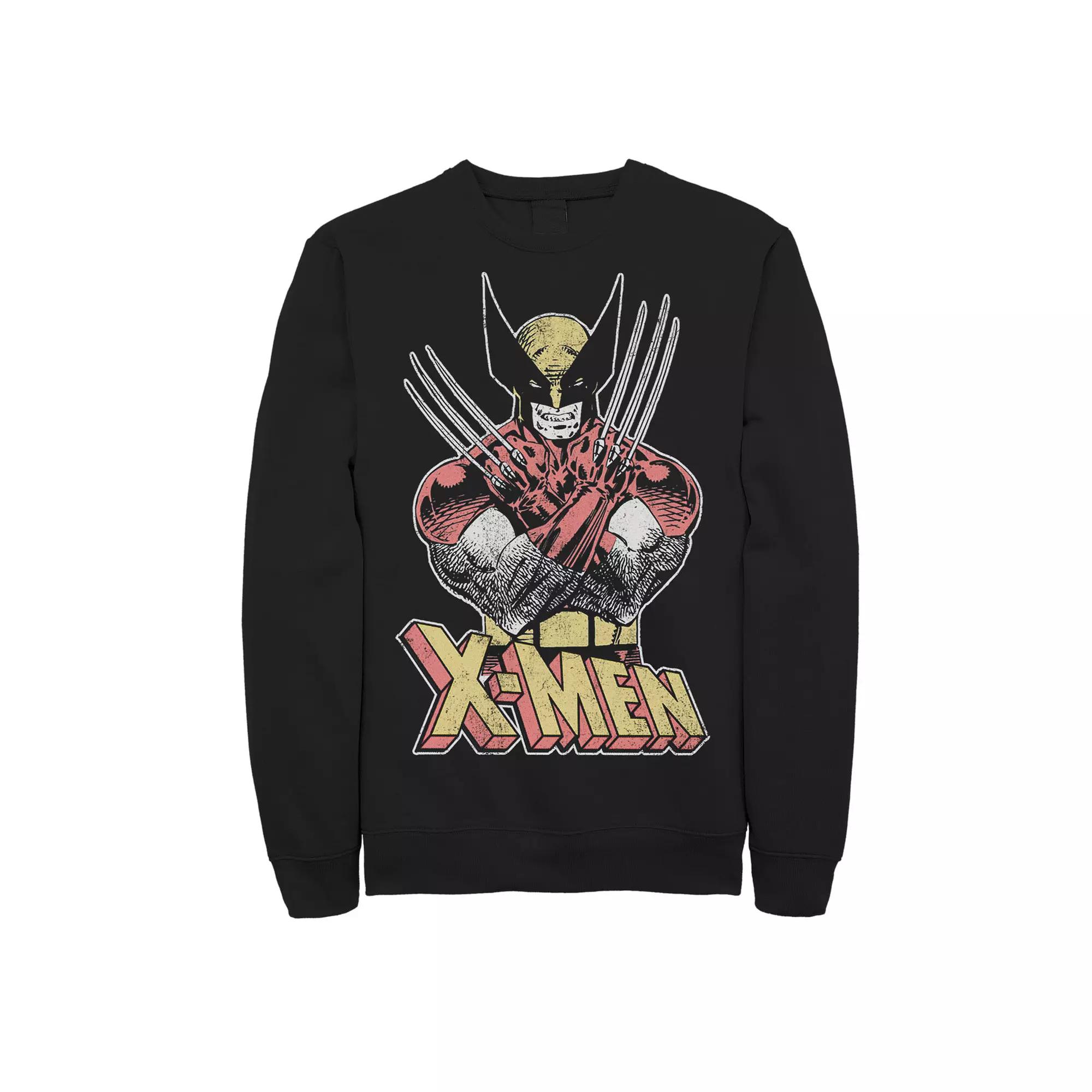 Men's Marvel X-Men Wolverine Classic Comic Vintage Sweatshirt, Size: Large, Black Product Image