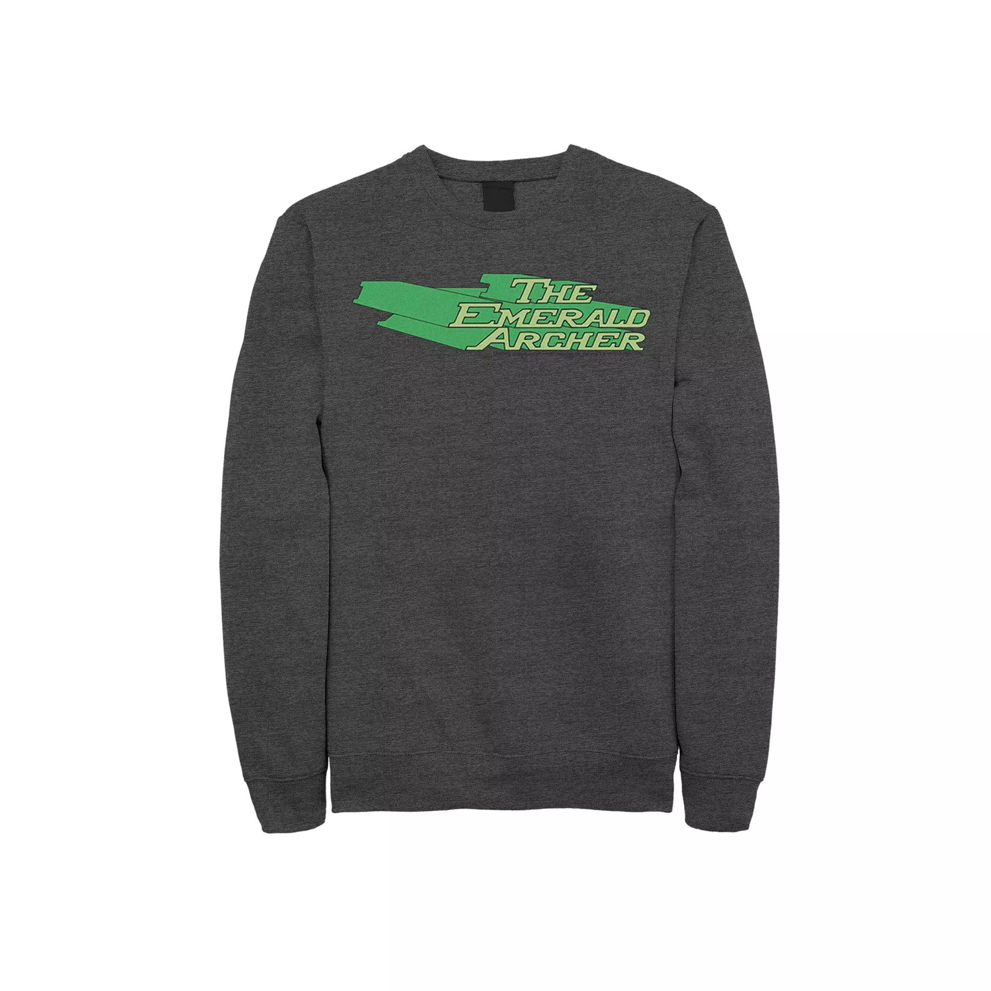 Men's DC Comics The Emerald Archer Text Poster Sweatshirt, Size: Medium, Grey Heather Product Image