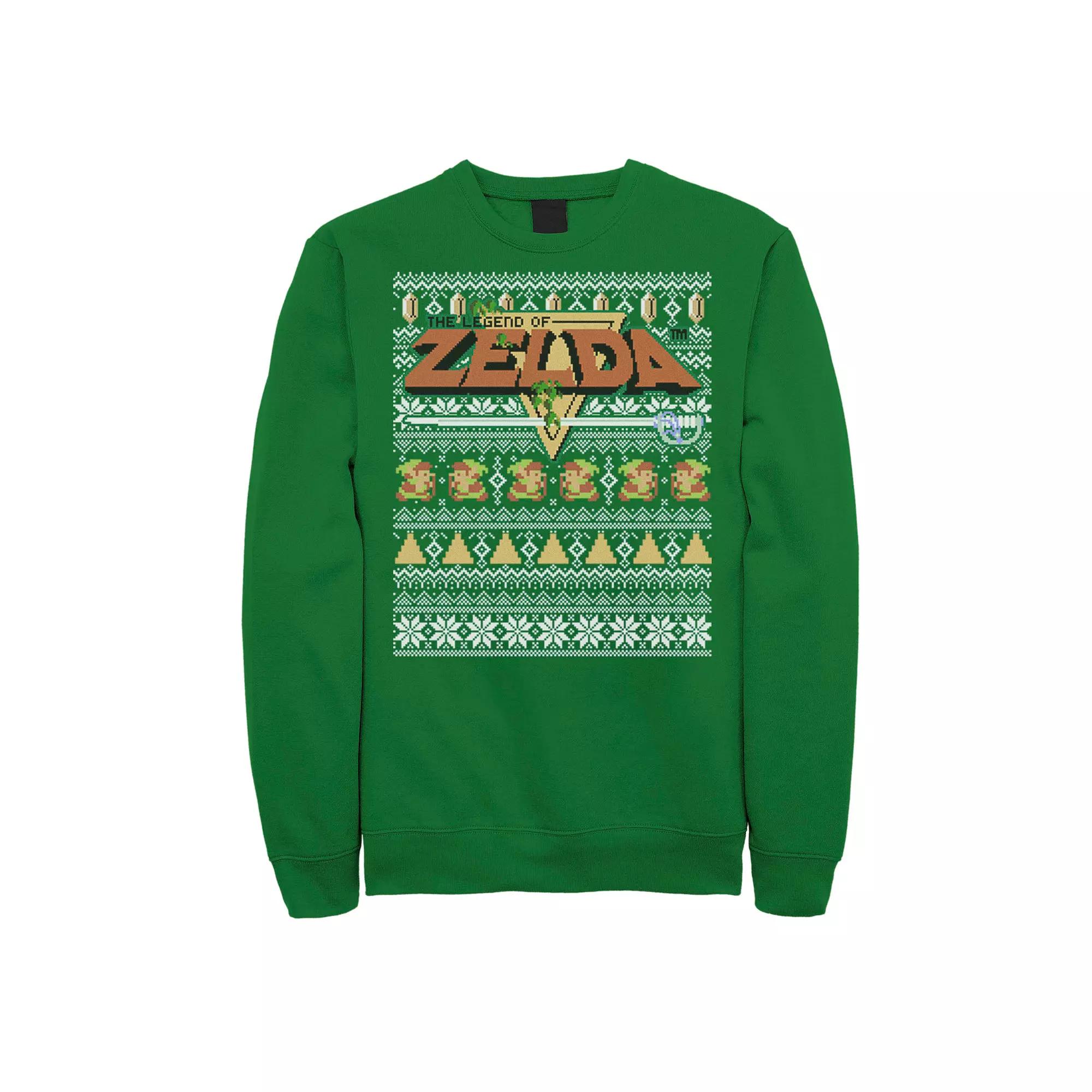 Men's Nintendo Zelda 8-Bit Ugly Christmas Sweater Sweatshirt, Size: XL, Kelly Product Image