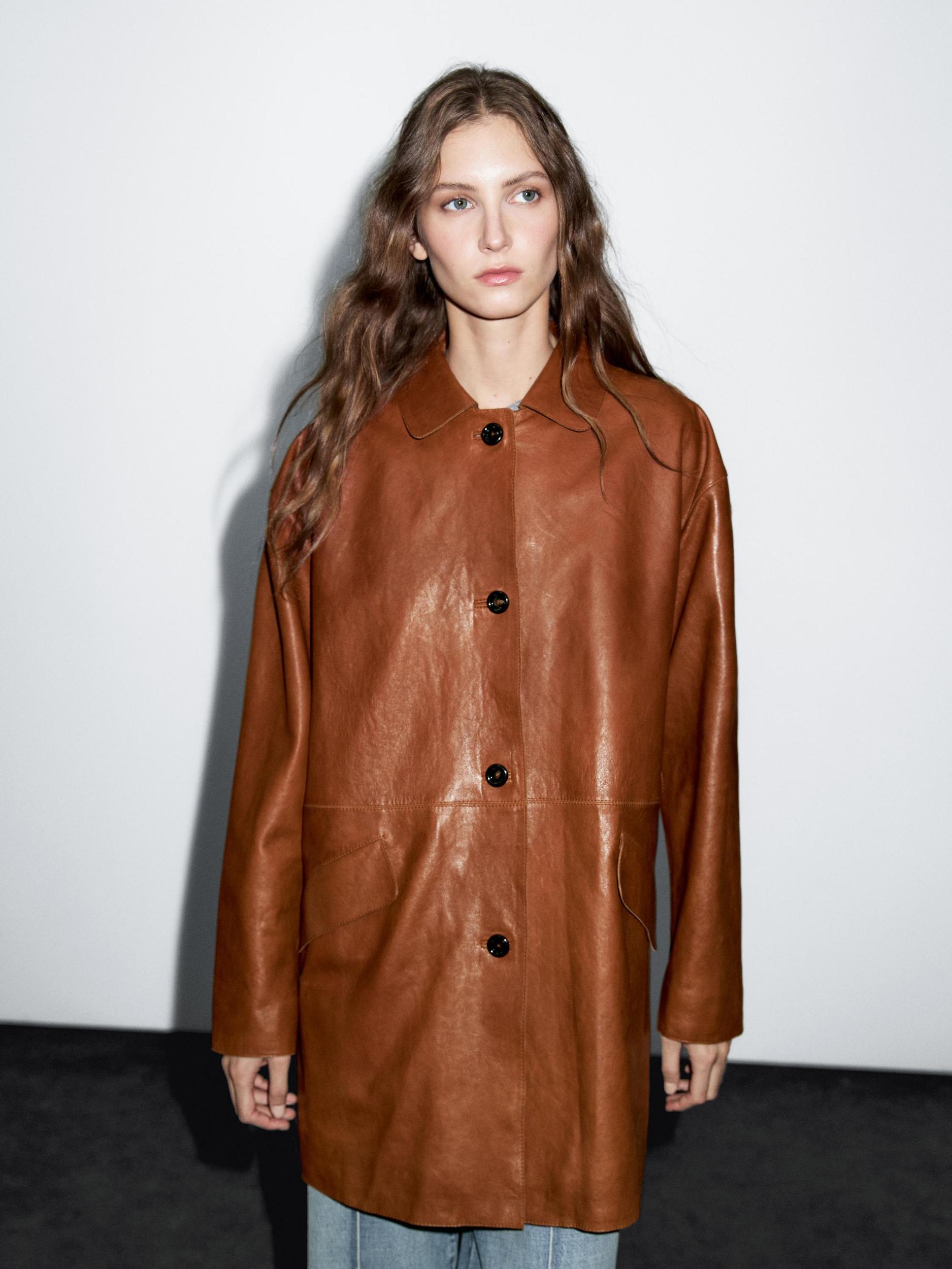 Long nappa leather coat Product Image