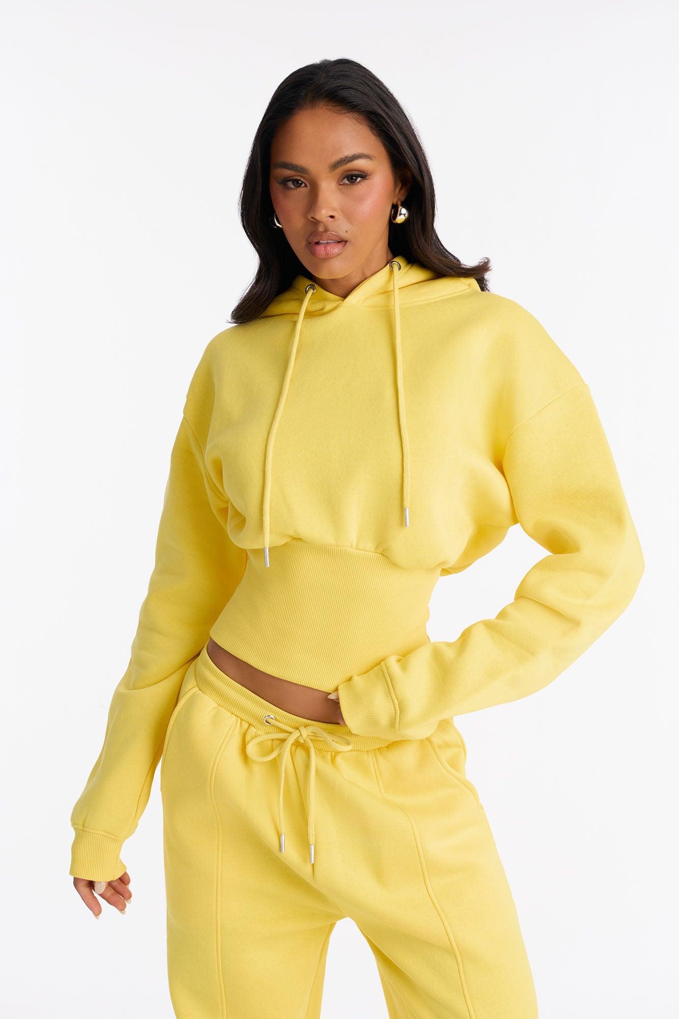 Stole My Ex Boyfriend's Cinched Waist Hoodie - Yellow Female Product Image