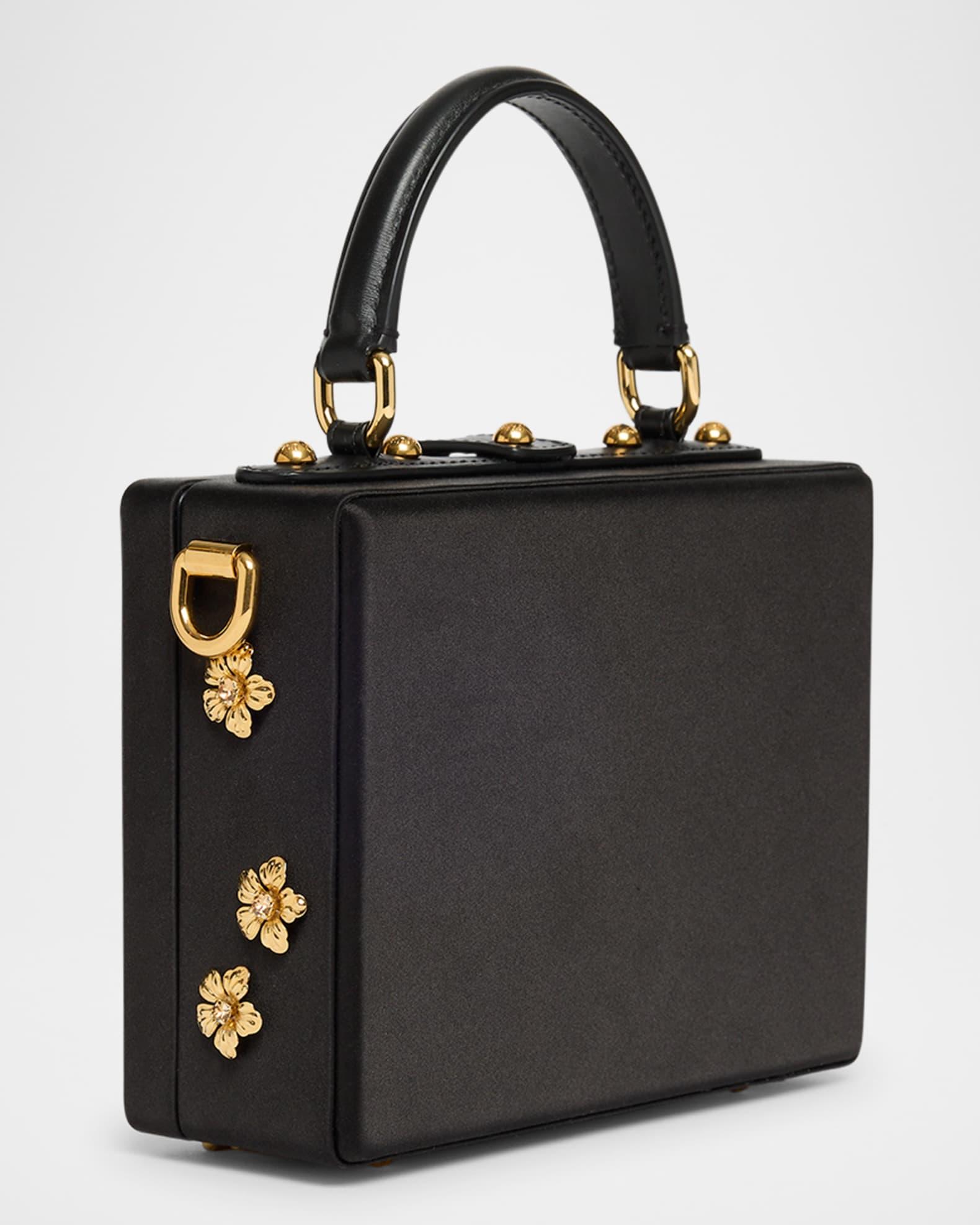 Floral Embellished Satin Box Top-Handle Bag Product Image