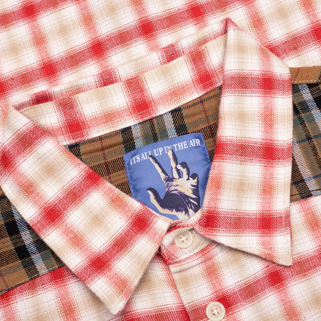 Patchwork Face Flannel Shirt - Red Male Product Image