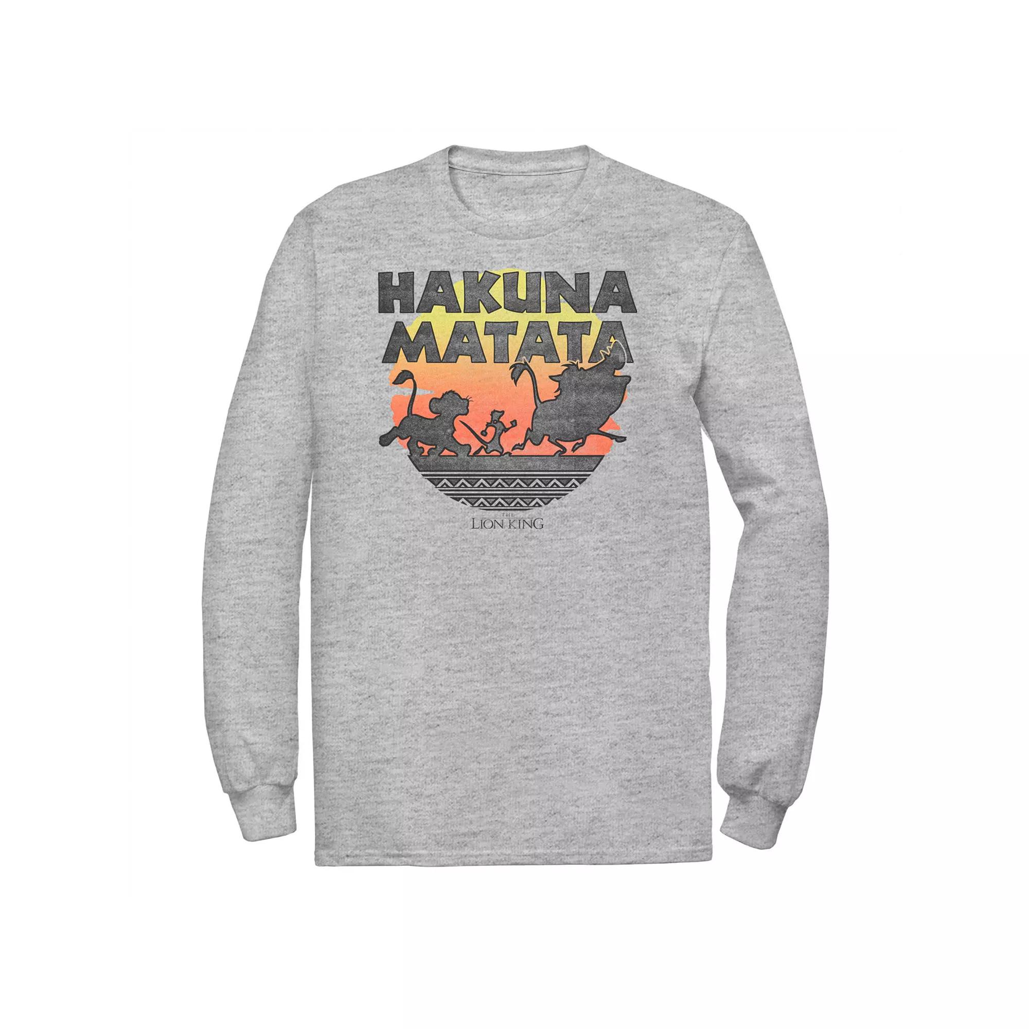 Disney's Lion King Big & Tall Hakuna Matata Sunset Simba Timon & Pumbaa Long Sleeve Graphic Tee, Men's,  Product Image