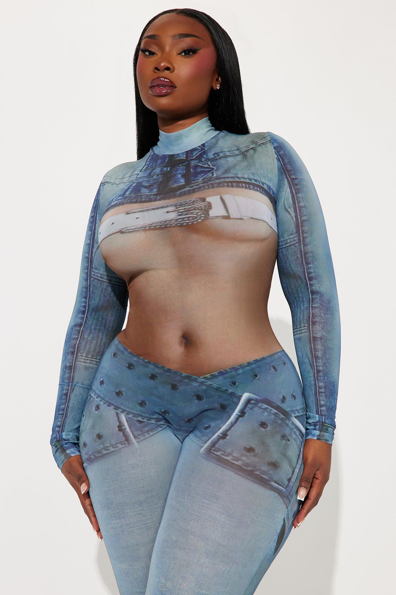 Medellin Babe Mesh Jumpsuit  - Blue/combo Product Image