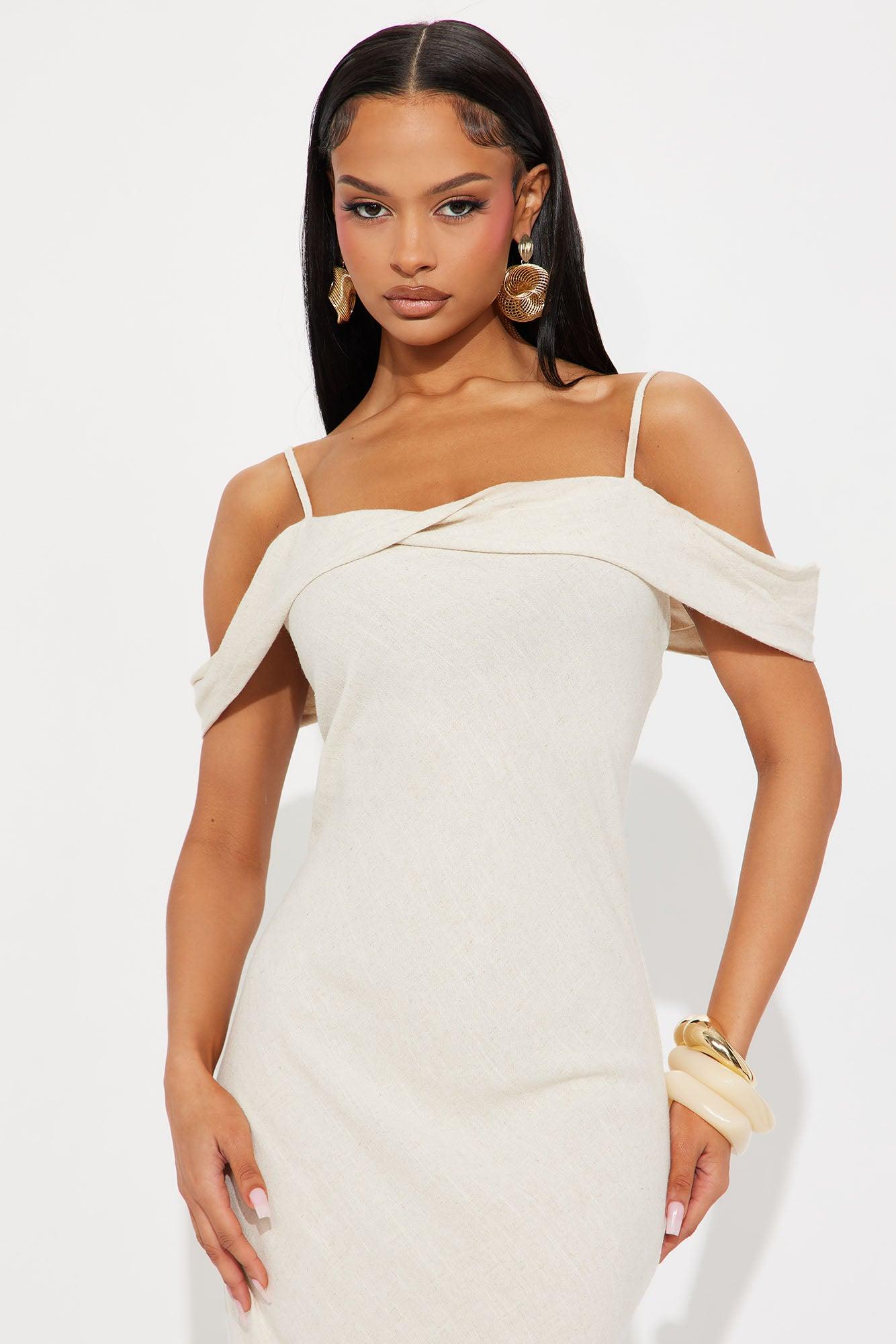 Heather Linen Maxi Dress - Oatmeal Product Image