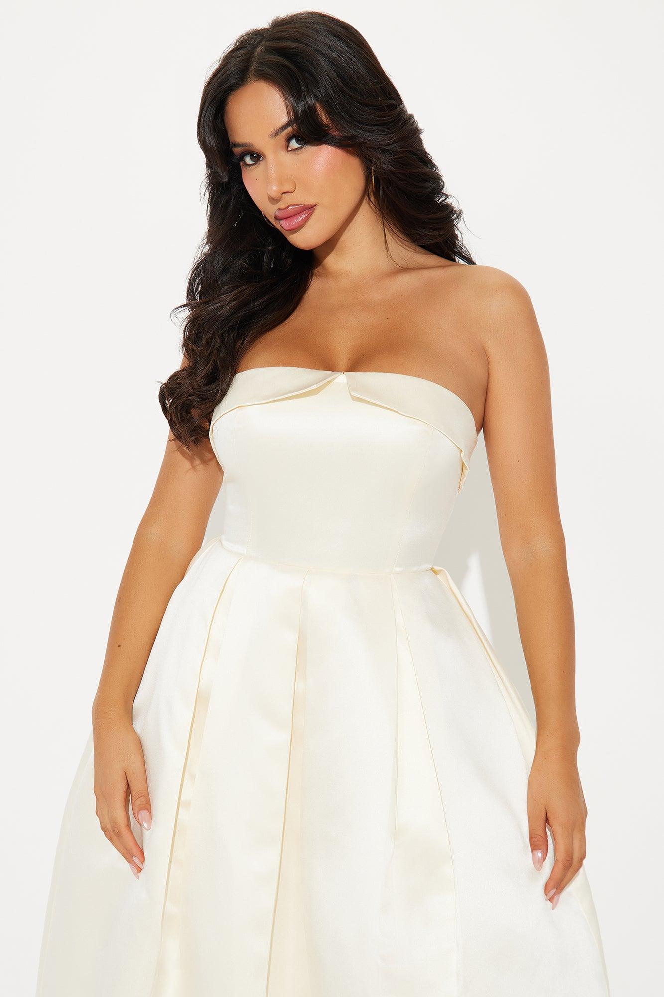 Kind Heart Satin Midi Dress - Ivory Product Image