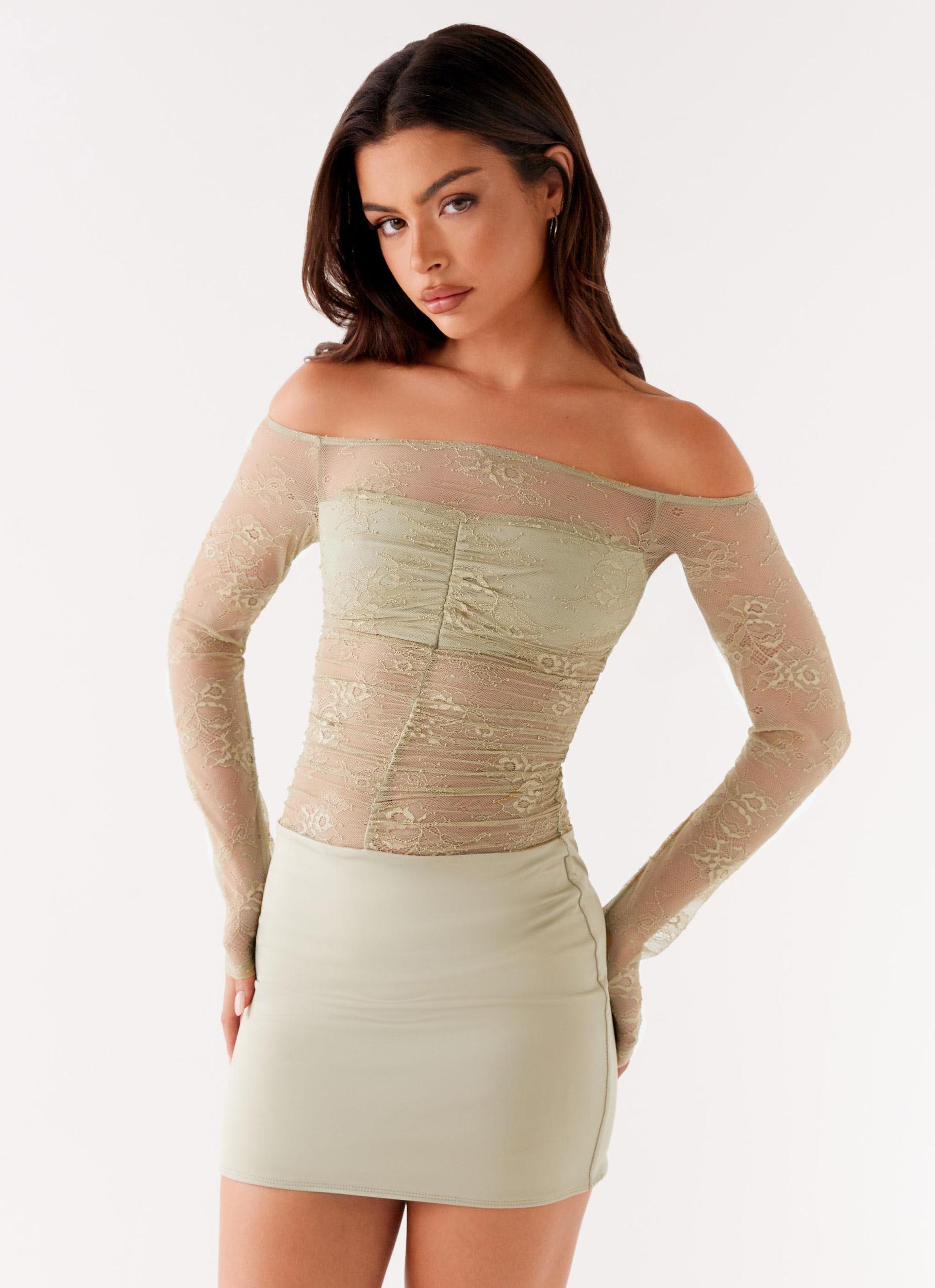 Collide Lace Mini Dress - Sage Product Image