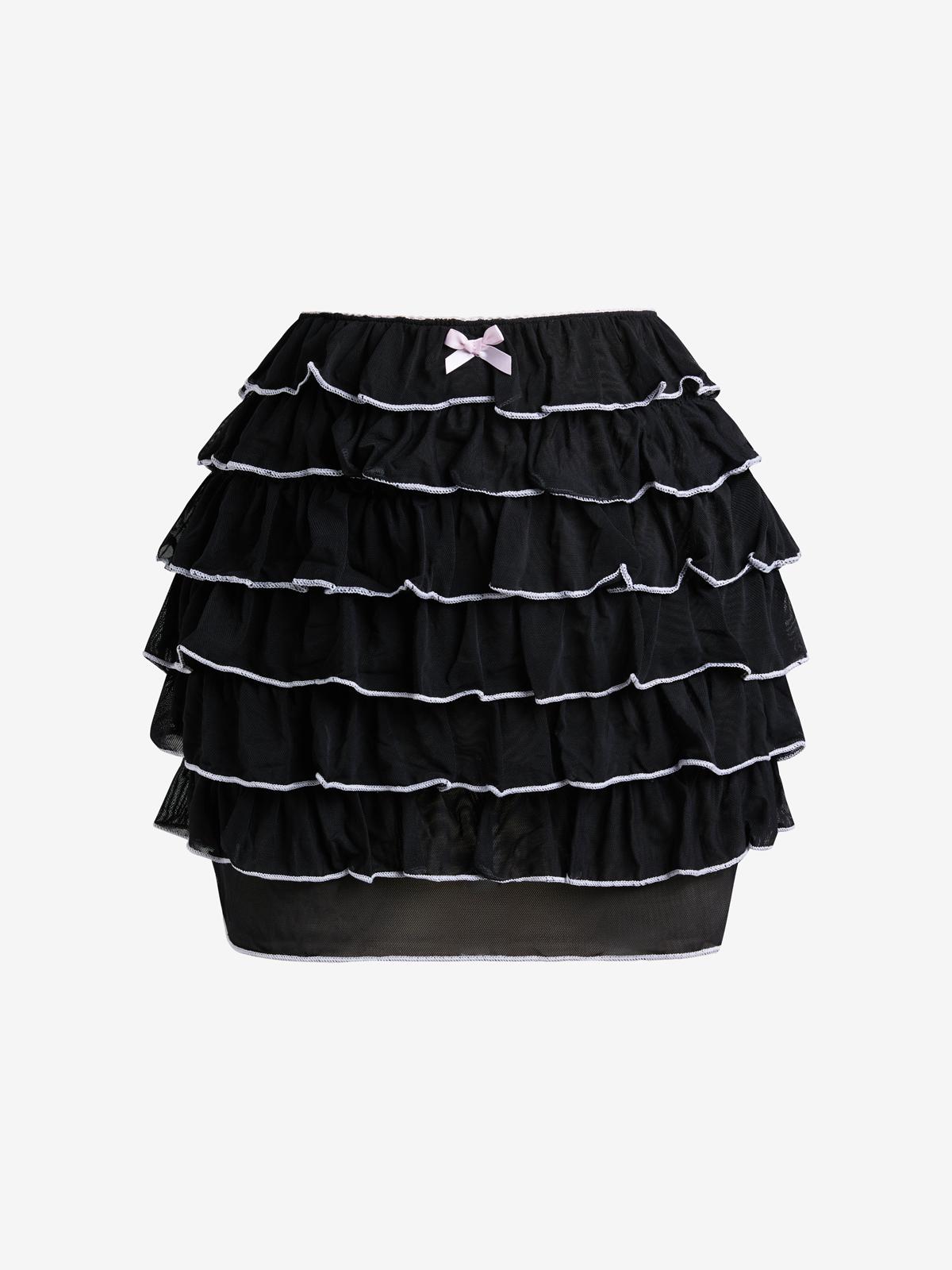 Wooden Earring Bow Mini Skirt Product Image