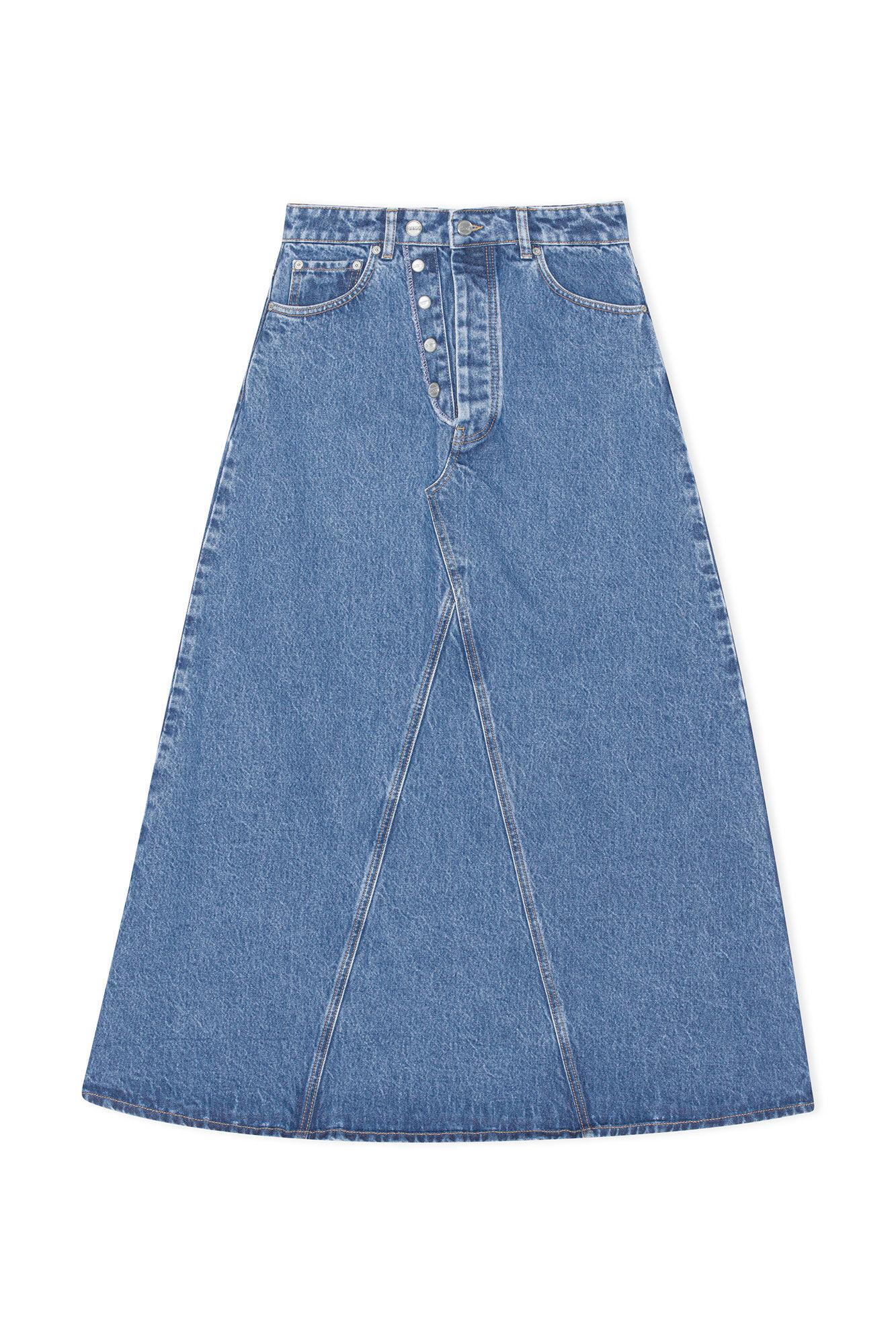 Overdyed Cutline Denim Maxi Skirt Product Image