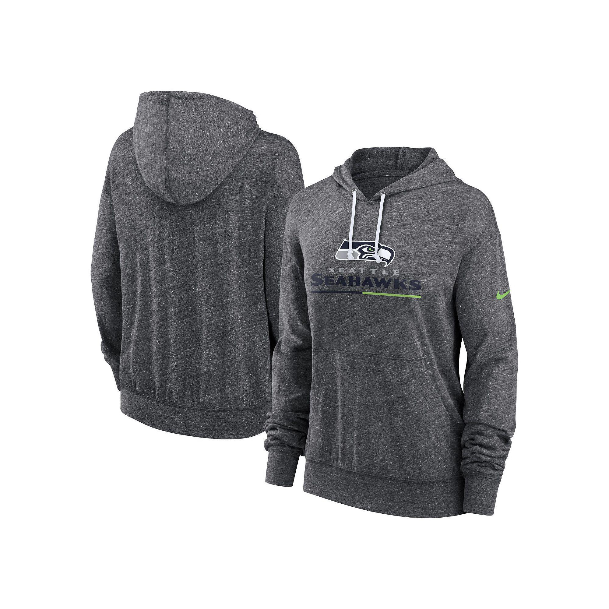 Women's Nike Heathered Charcoal Seattle Seahawks Team Spirit Gym Vintage Performance Pullover Hoodie,  Product Image
