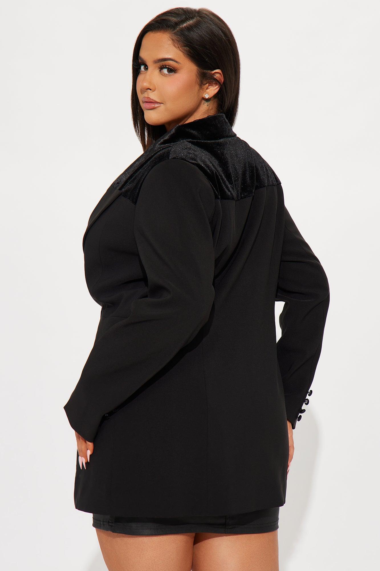 A Different Touch Velvet Blazer - Black Product Image