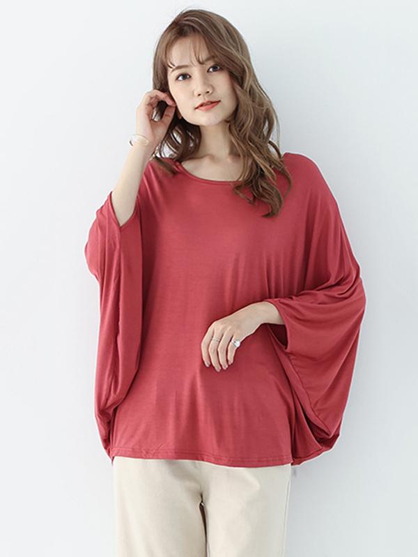 Vintage Loose Round-Neck Batwing Sleeves Shirts Product Image
