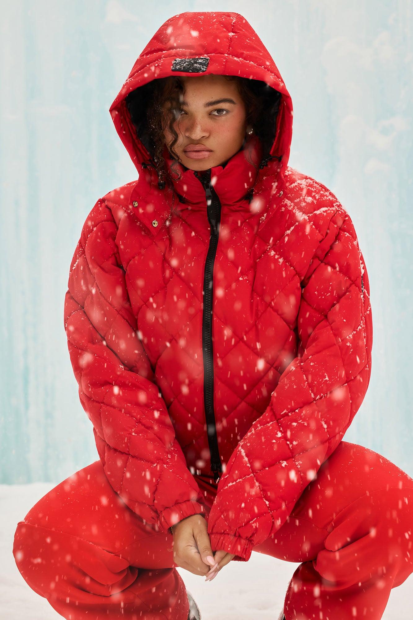 Snow Days Quilted Puffer Jacket - Red Product Image