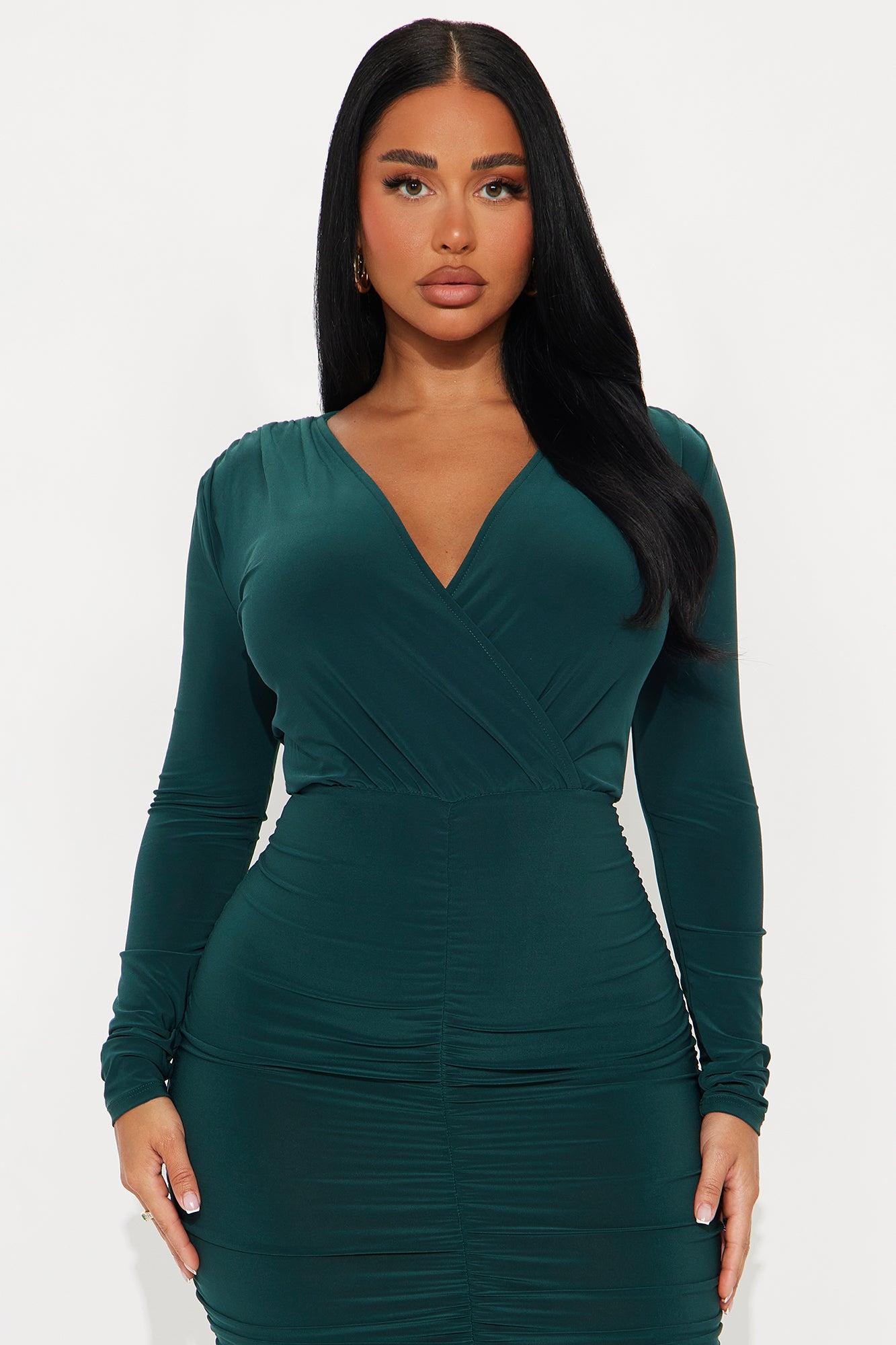 Sierra Surplice Mini Dress - Hunter Female Product Image