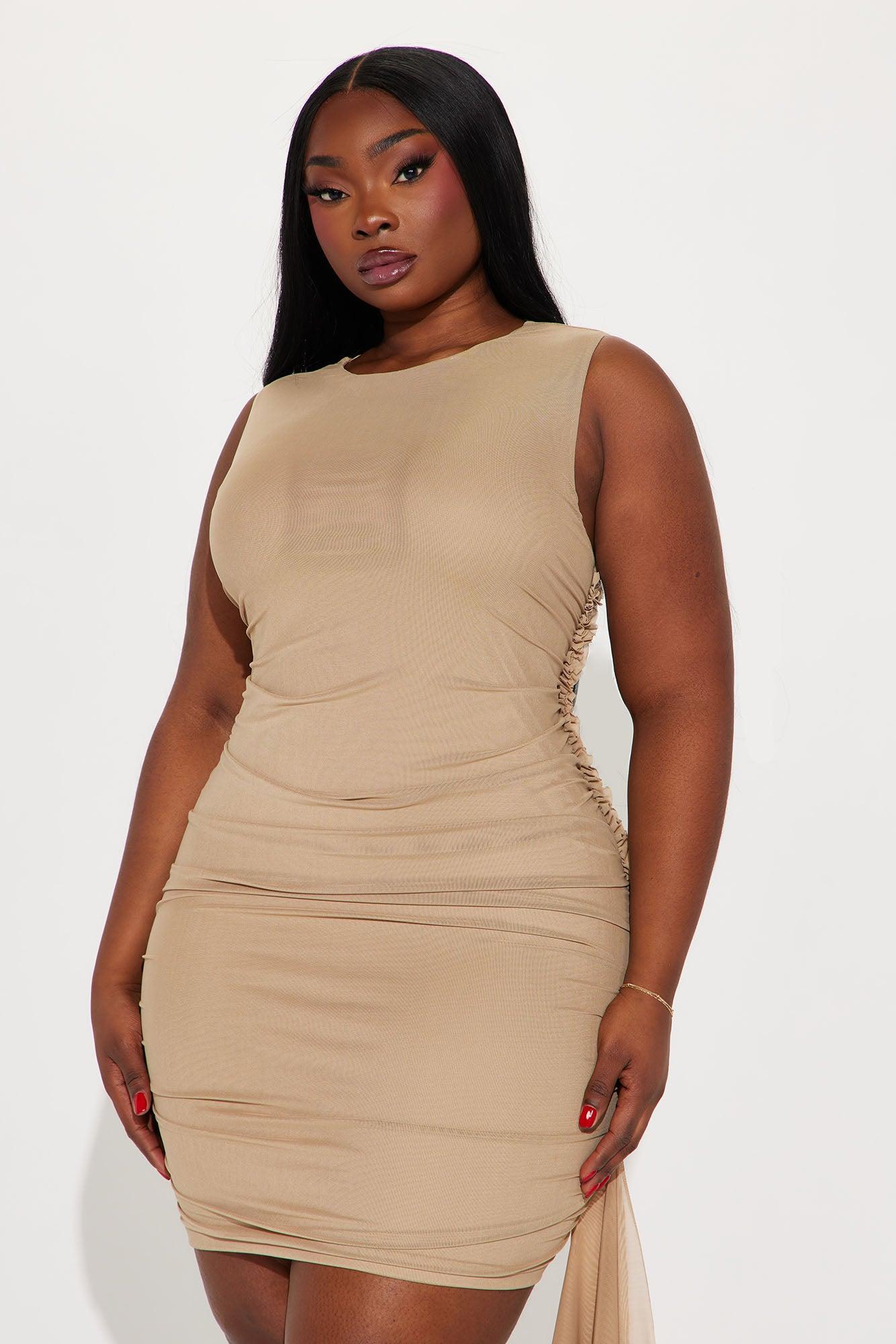 Stella Ruffle Mini Dress - Beige Product Image