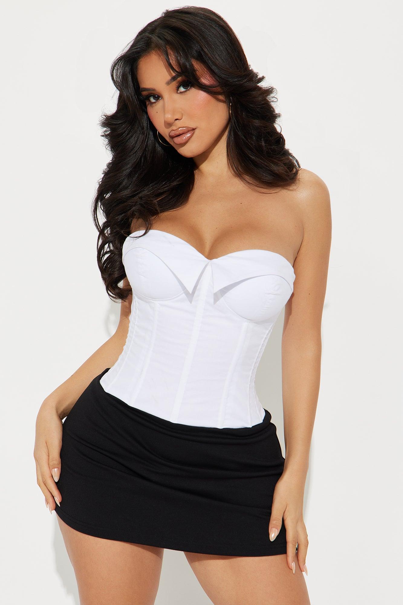 Ruby Tie Corset Micro Mini Dress - Black/White Product Image
