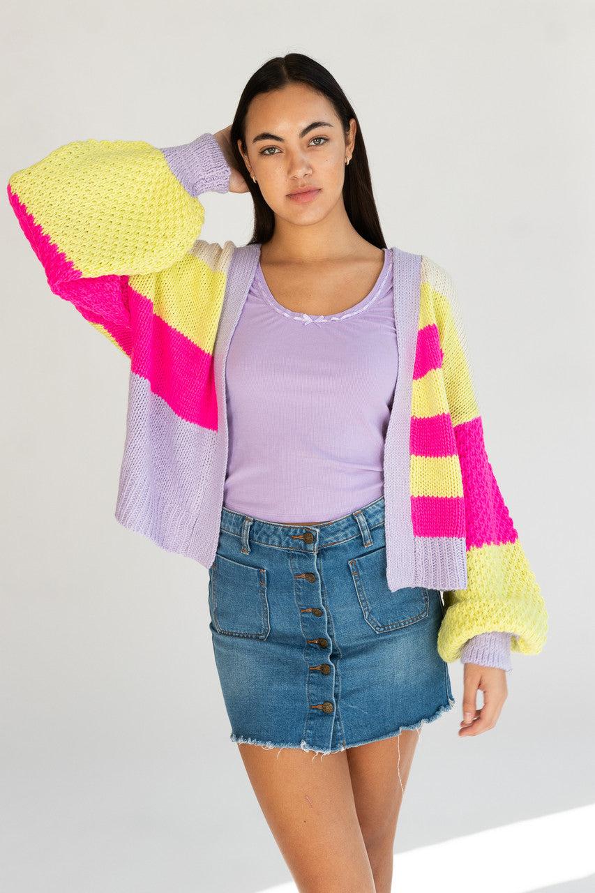 Colorblock Open Cardigan Product Image