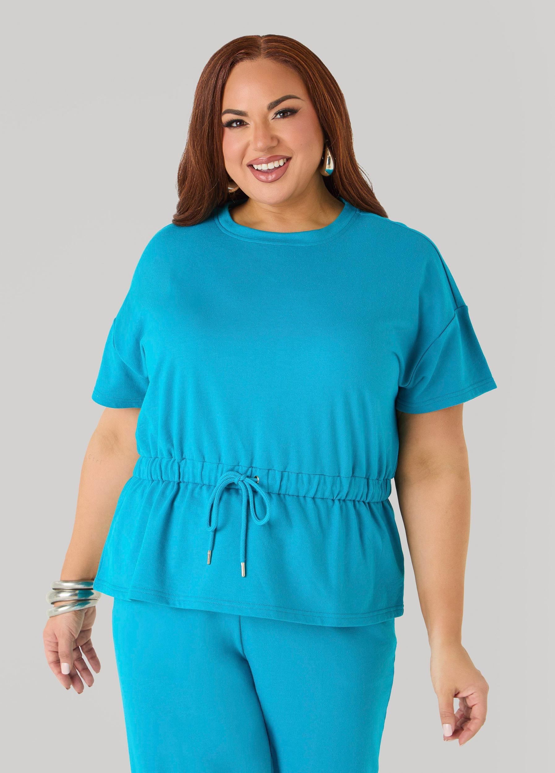 Drawstring Peplum Sweatshirt Product Image