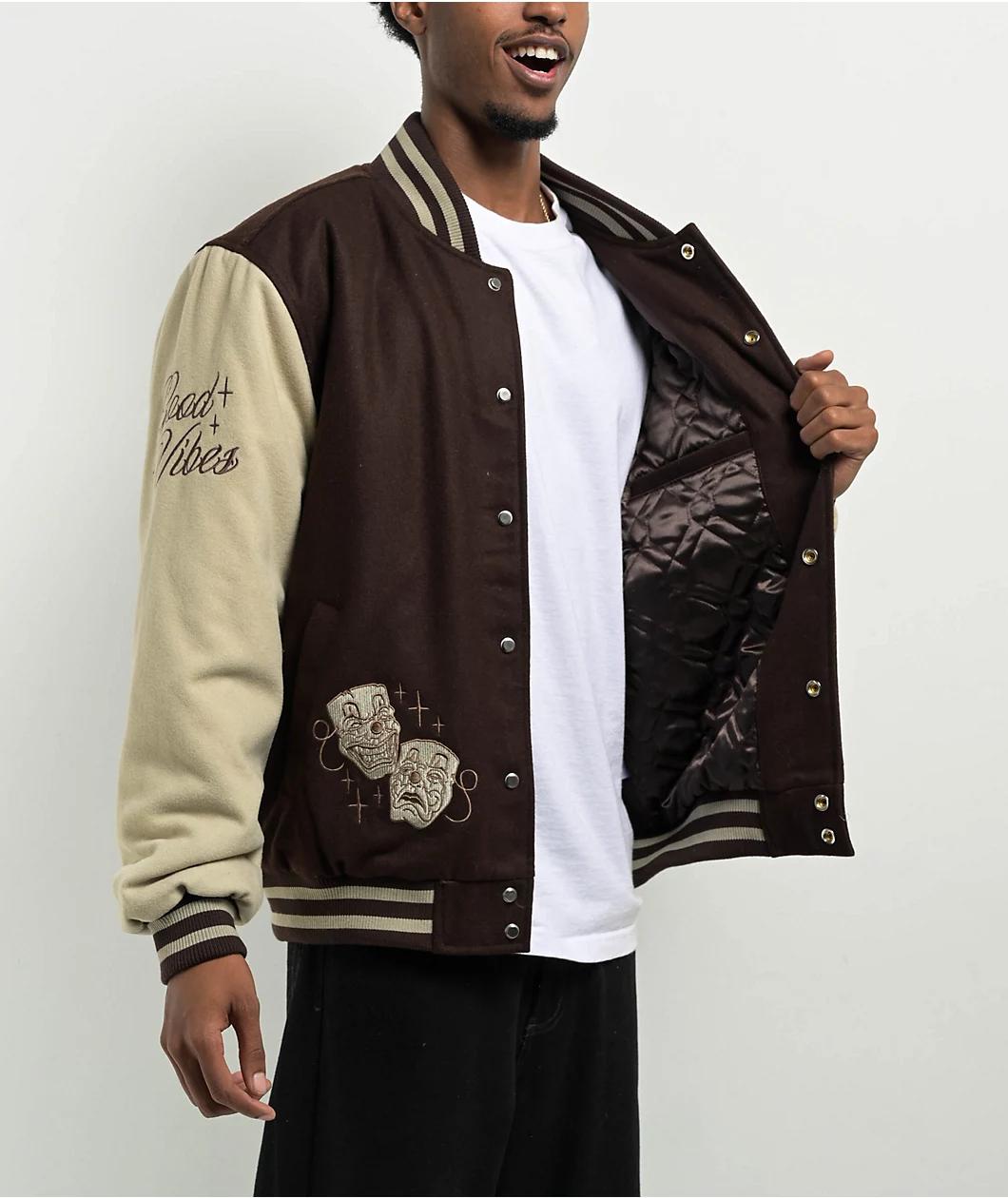 DGK Represent Letterman Brown & Tan Varsity Jacket Product Image