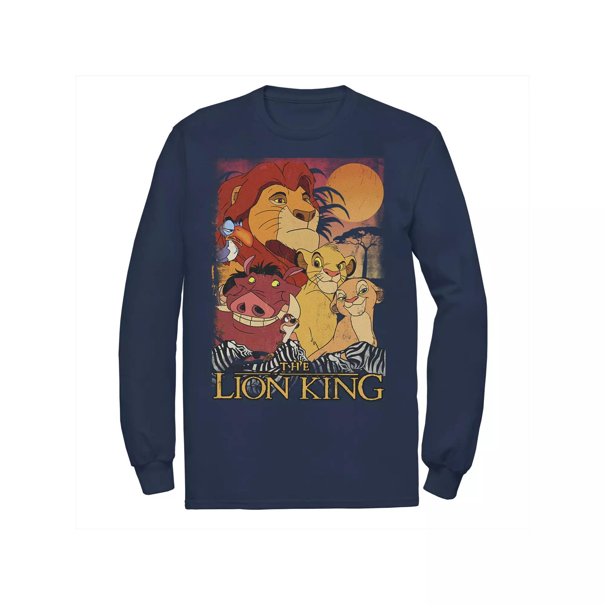 Disney's The Lion King Men's Happy Group Shot Sunset Vintage Poster Tee,  Product Image