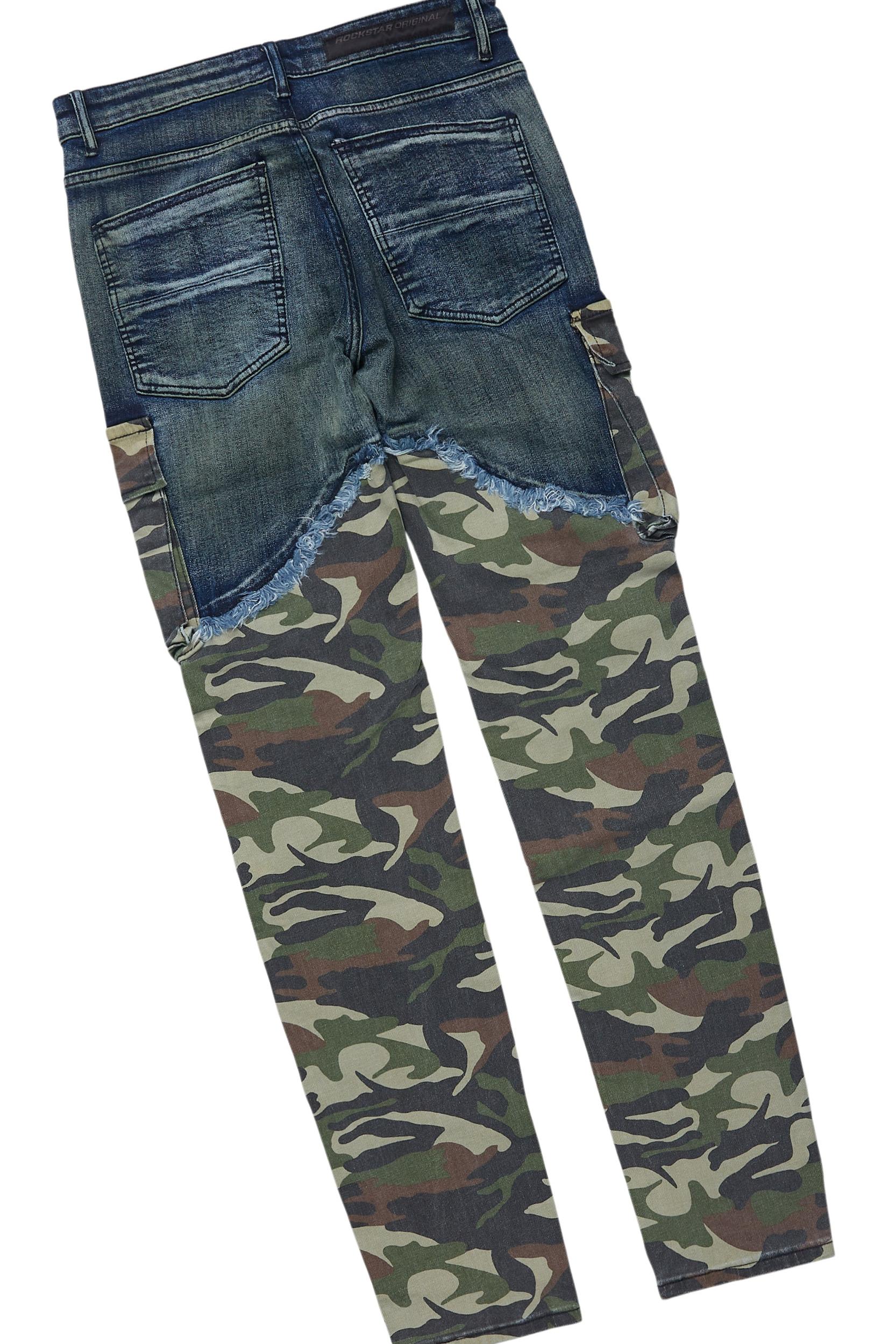 Lake White/Green T-Shirt & Denka Dark Blue Slim Jean Bundle Male Product Image