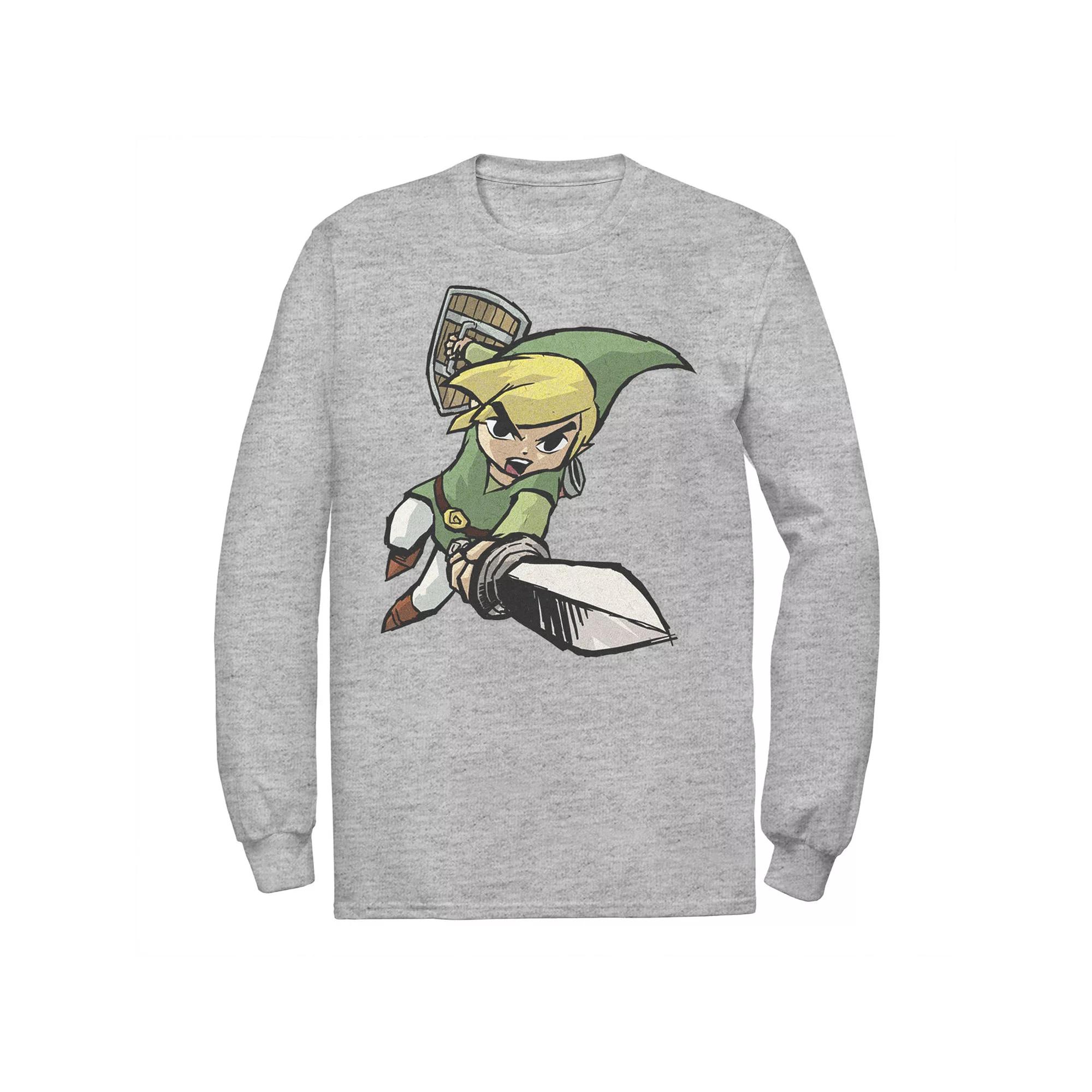 Men's Nintendo Legend Of Zelda Link Action Pose Sketch Logo Sweatshirt,  Product Image