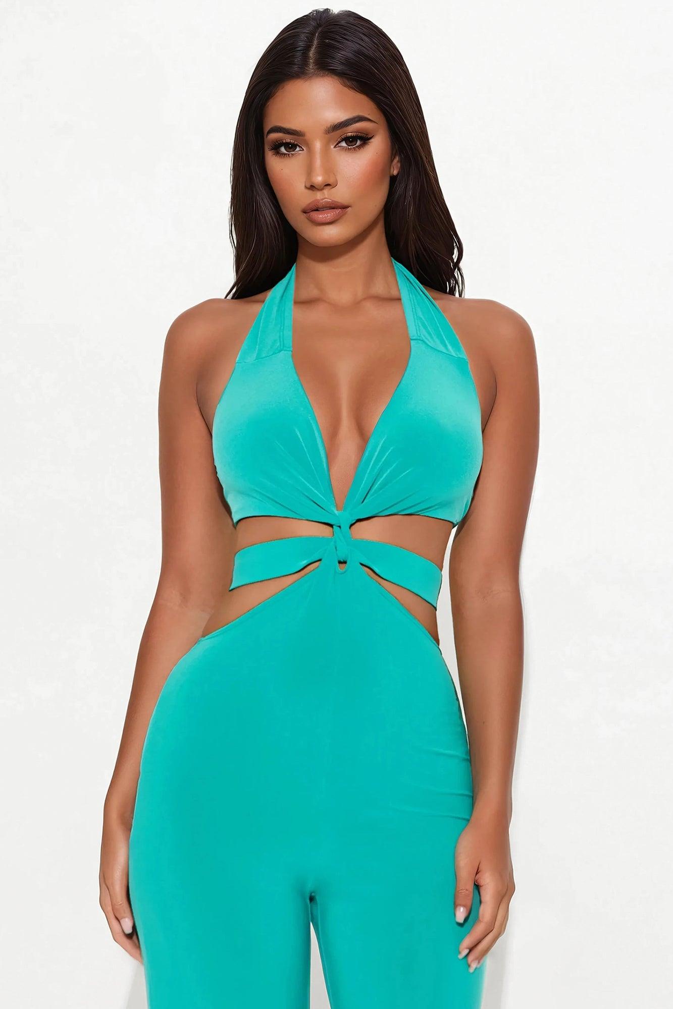 Sandra Wide Leg Jumpsuit - Teal Product Image