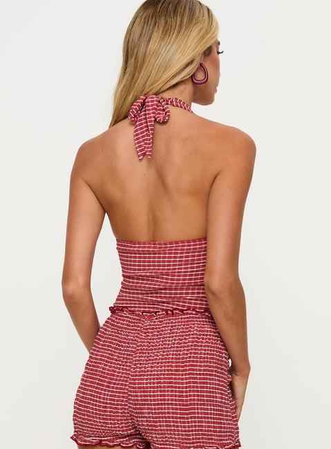 Whimsy Halter Top Red Gingham Product Image