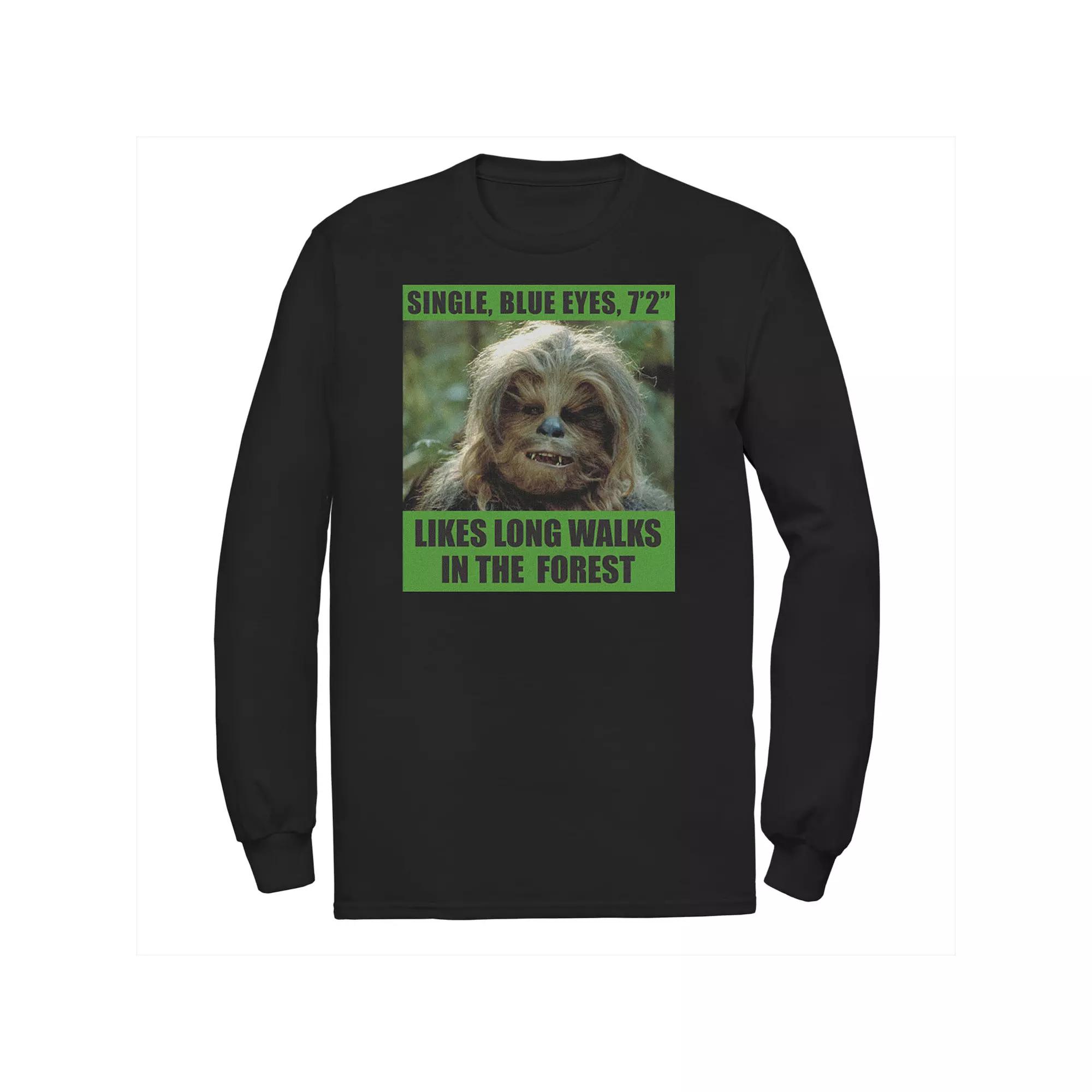 Men's Star Wars Chewbacca Single Blue Eyes Likes Long Walks Tee,  Product Image