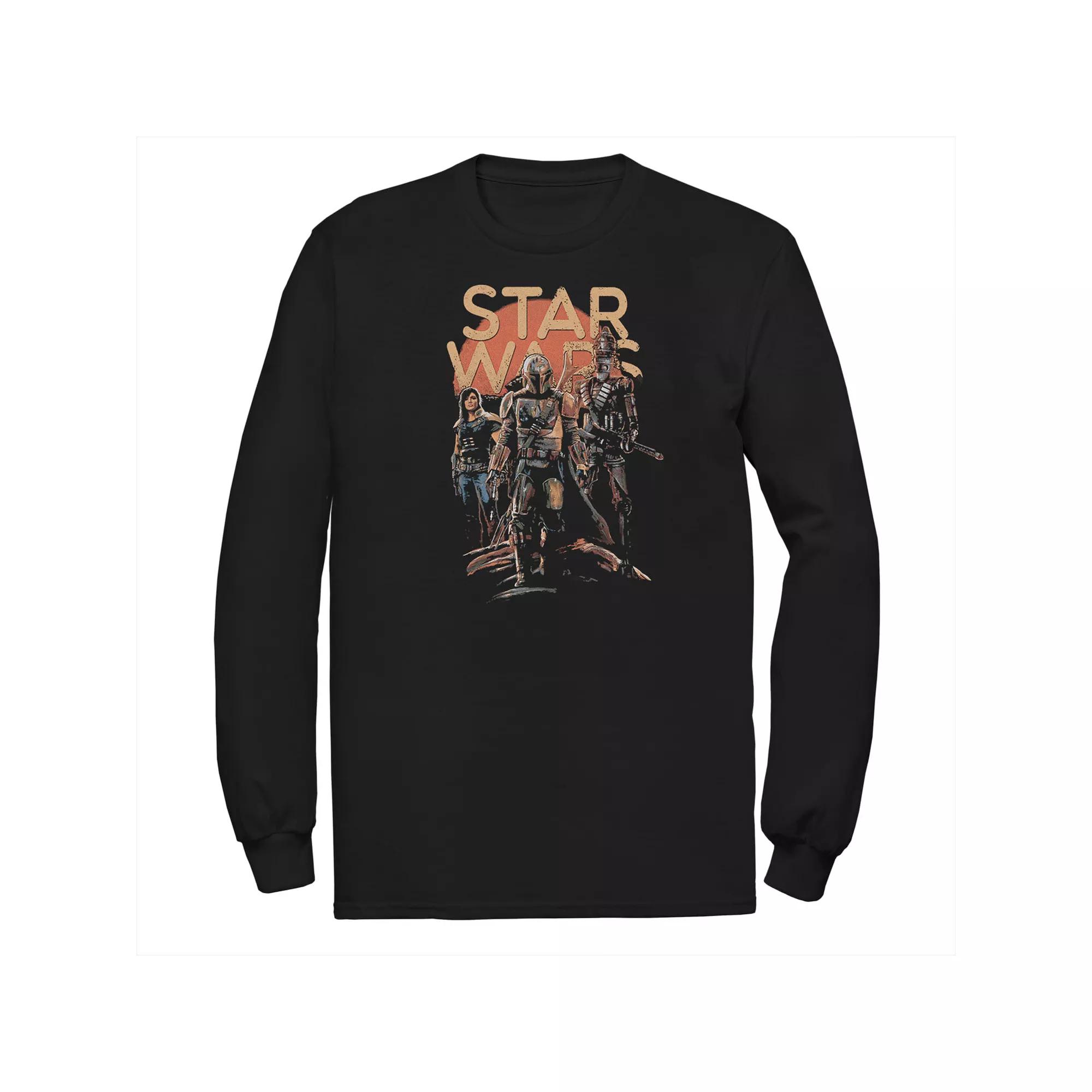 Mens Star Wars The Mandalorian Character Entourage Long Sleeve Graphic Tee Product Image